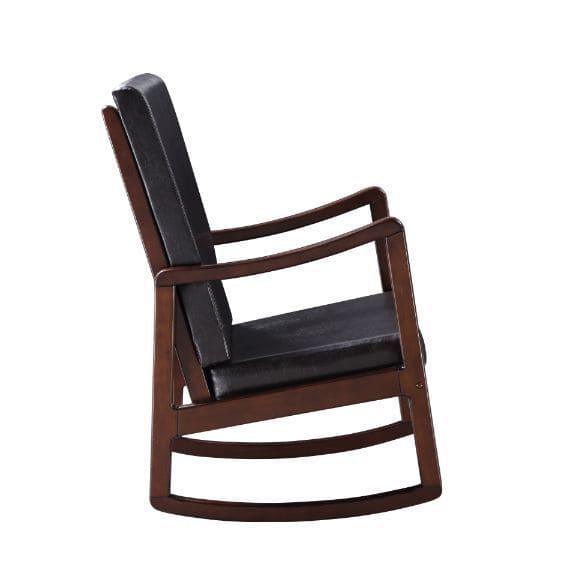 ACME Raina Rocking Chair, Dark Brown PU & Espresso Finish 59935