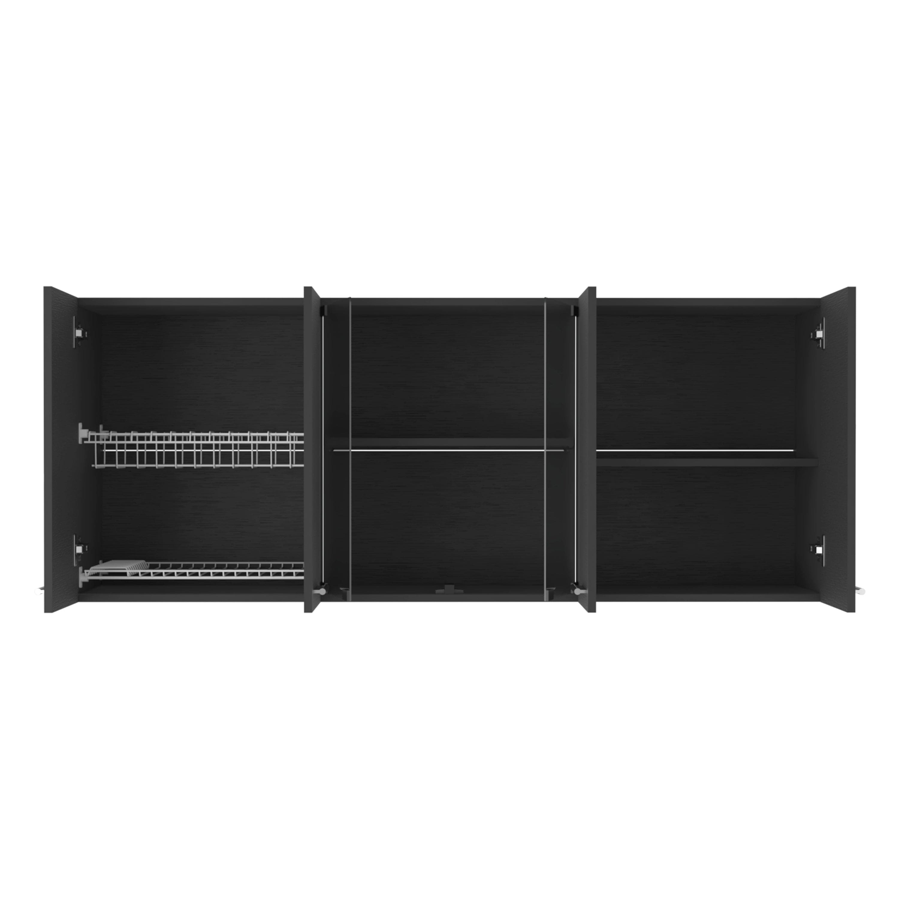 Superior Wall Cabinet Peoria, Four Interior Shelves, Black Wengue Finish