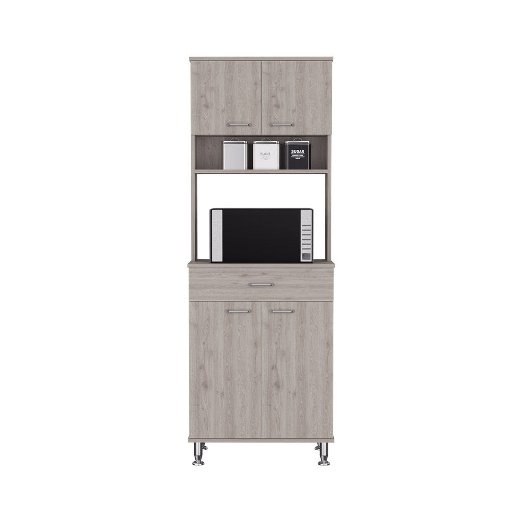 Pantry Piacenza,Two Double Door Cabinet, Light Gray Finish