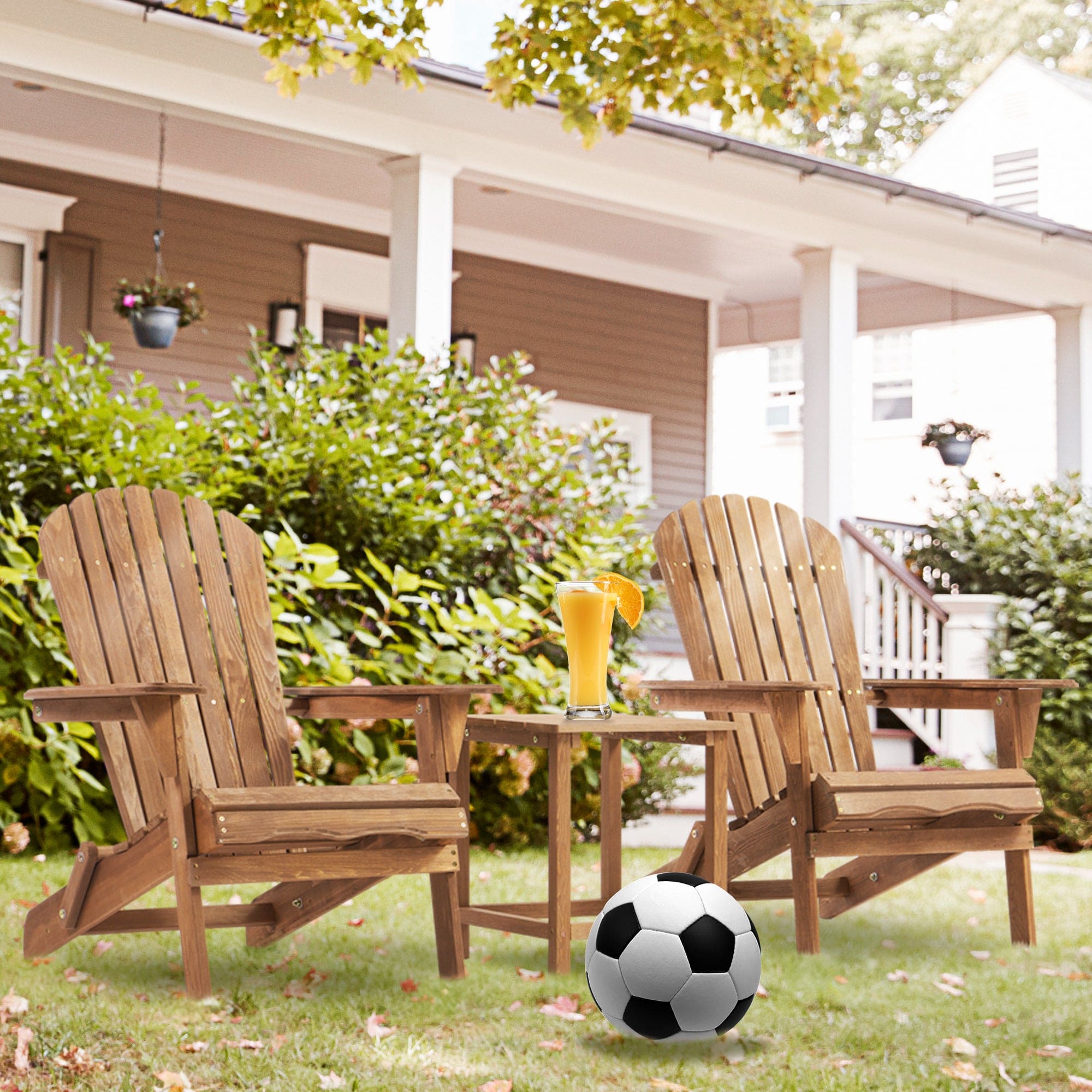 Wooden Outdoor Folding Adirondack Chair Set of 2 Wood Lounge Patio Chair for Garden,Garden, Lawn, Backyard, Deck, Pool Side, Fire Pit,Half Assembled,