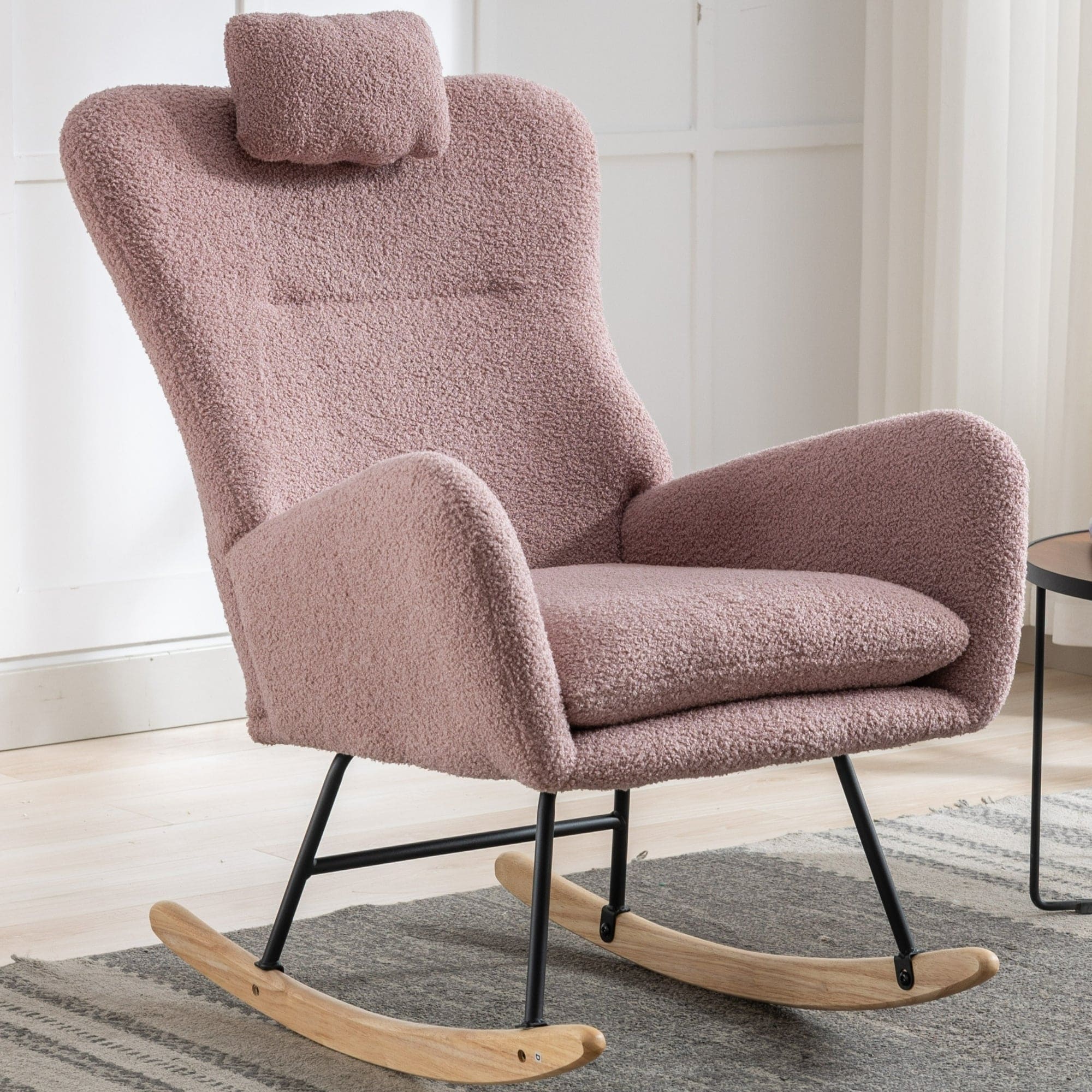 35.5 inch Rocking Chair with Pocket, (pink)