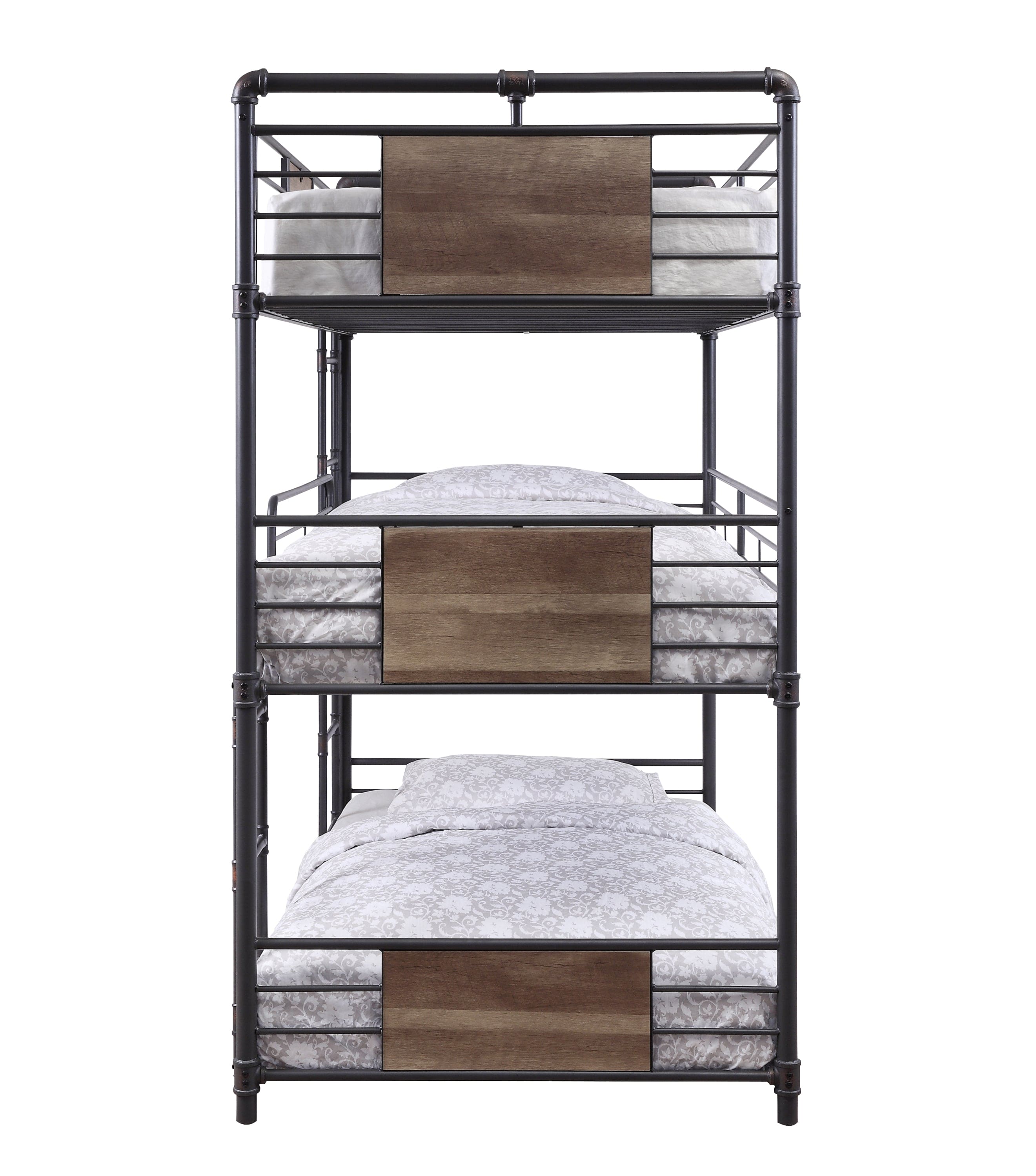 ACME Brantley Bunk Bed - Triple Twin in Sandy Black & Dark Bronze Hand-Brushed 37820