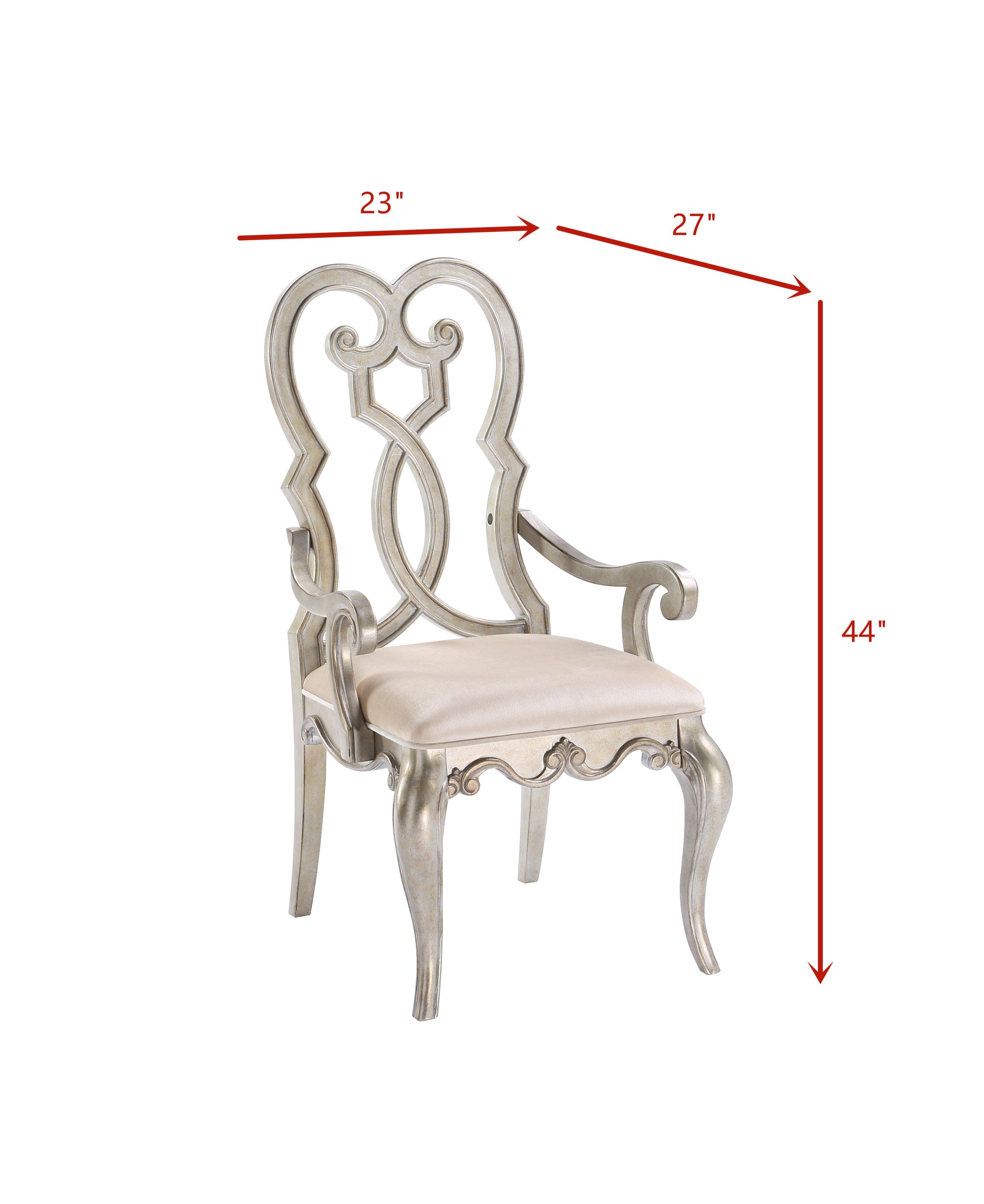 ACME Esteban Arm Chair (Set-2) in Ivory Velvet & Antique Champagne Finish 62203