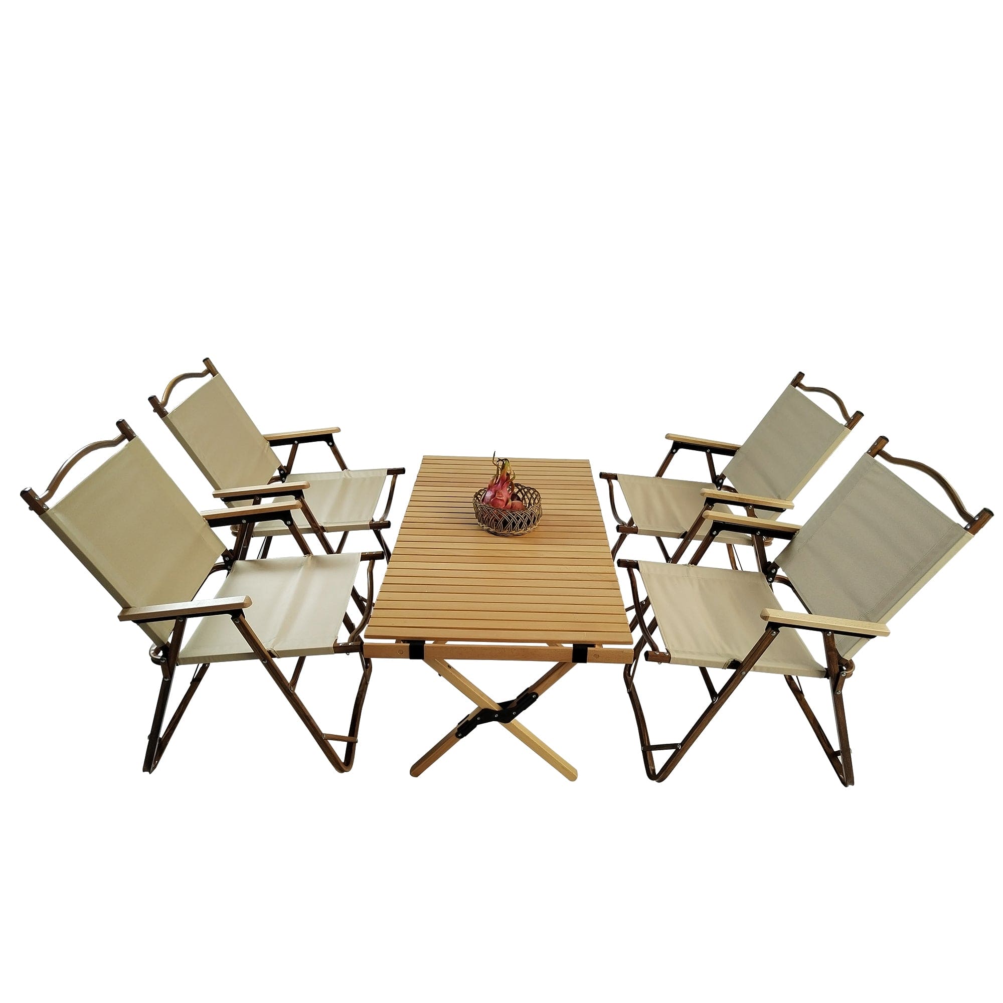 Multi-Function Foldable and Portable Dining Set, 1 Dining Table & 4 
Folding Chairs, Indoor and outdoor universal ,Natural, For Children