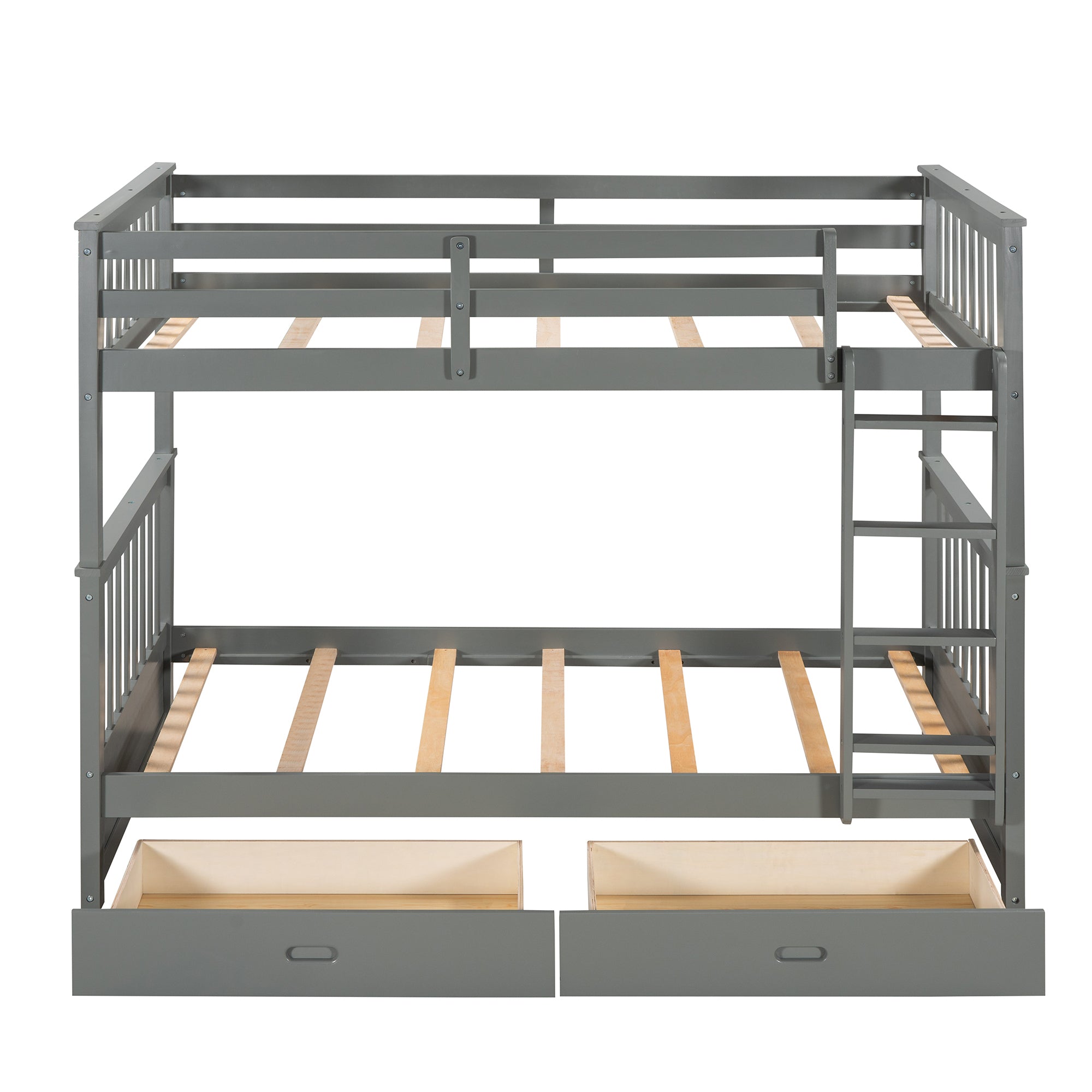 Twin-Over-Twin Bunk Bed with Ladders and Two Storage Drawers (Gray)(LT000265AAE)