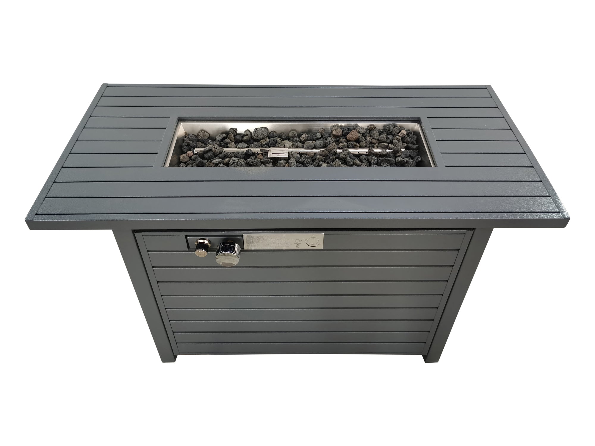 Living Source International  25'' H x 42'' W Steel Propane Outdoor Fire Pit Table with Lid (Grey)