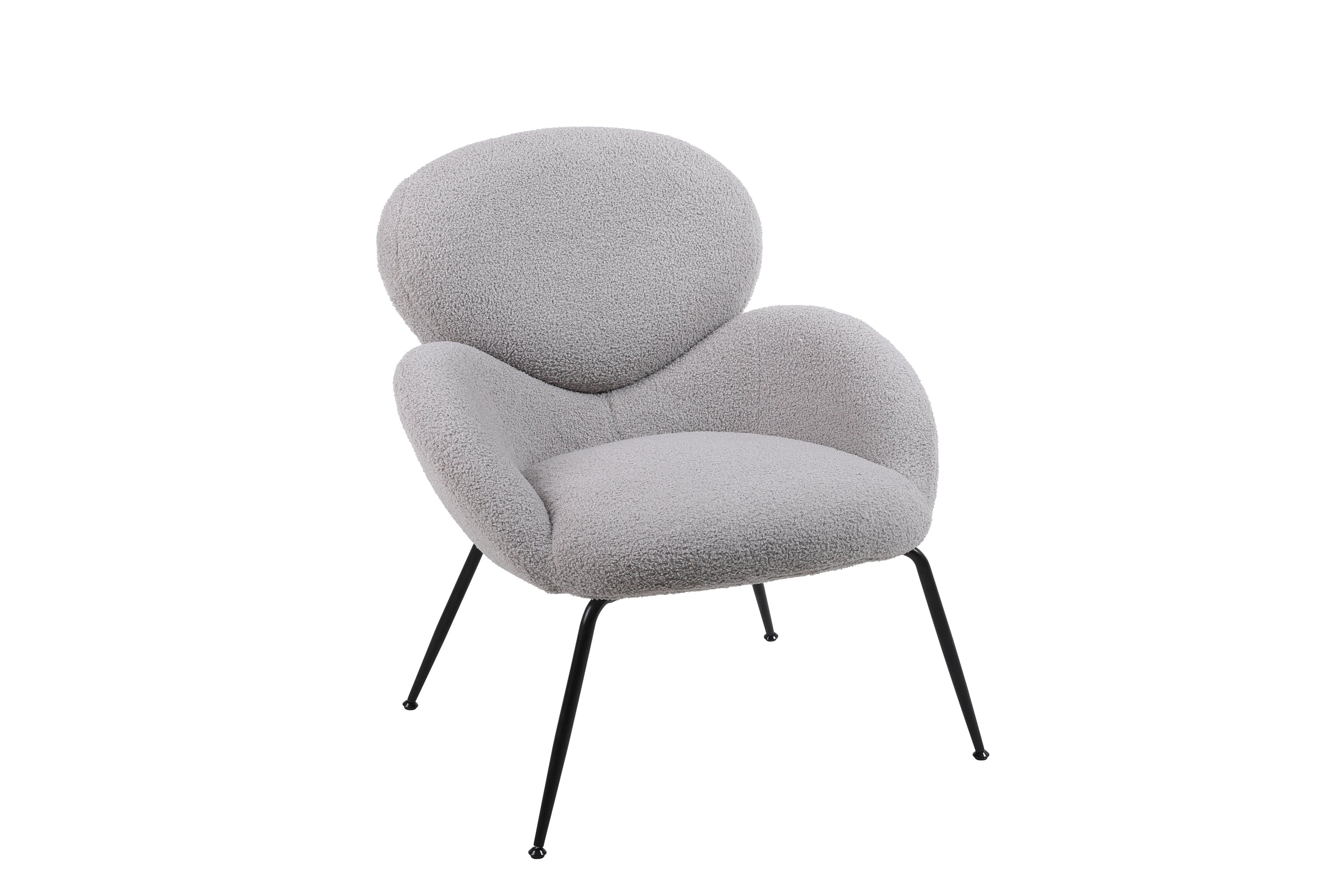 Modern Sherpa Chairs Accent Armchairs for Living Dining Room, Upholstered  Chairs with Black Metal Legs, Comfy and Soft Chairs for Bedroom, Cute Vanity Chairs