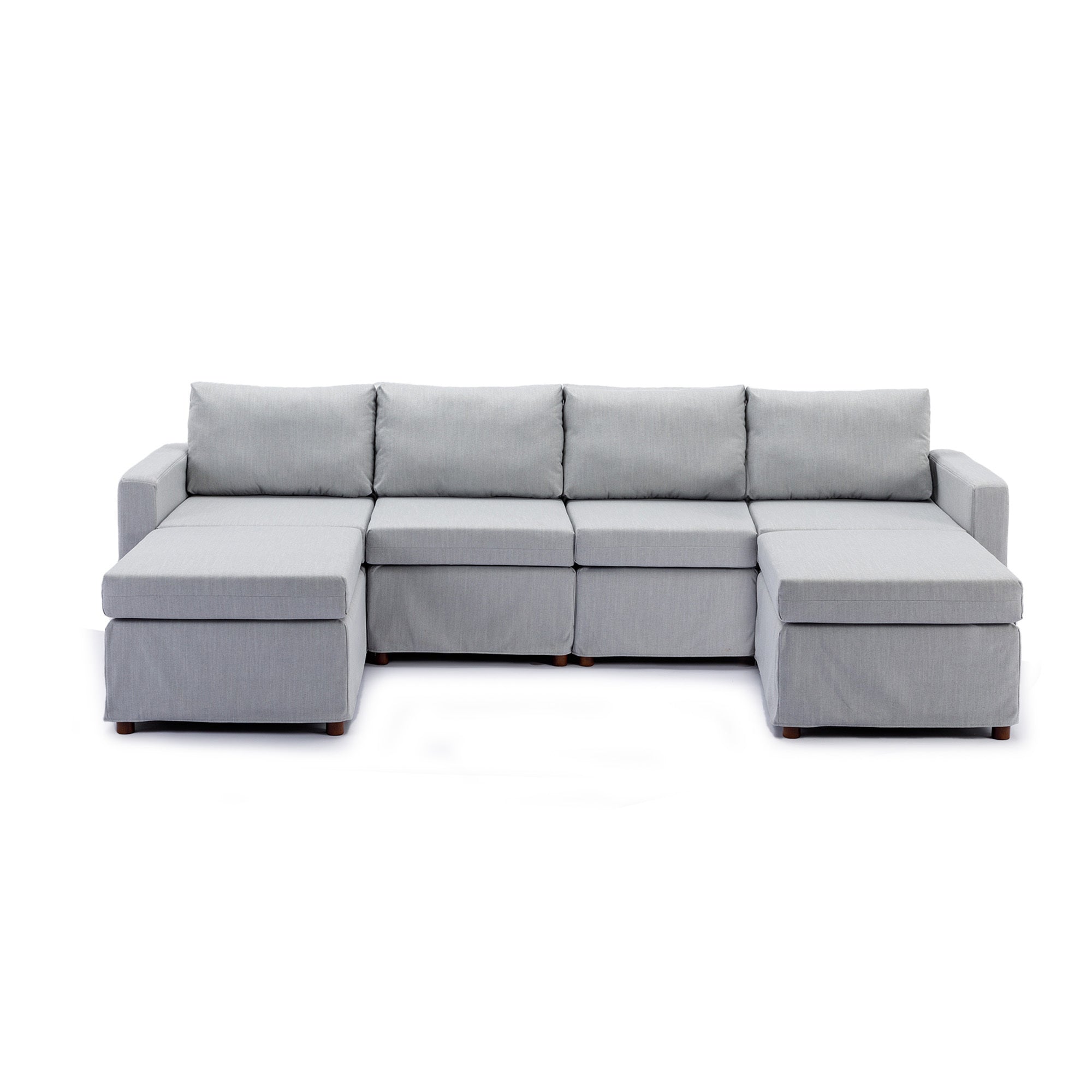 4 Seat Module Sectional Sofa Couch With 2 Ottoman,Seat Cushion and Back Cushion Removable and Washable,Light Grey