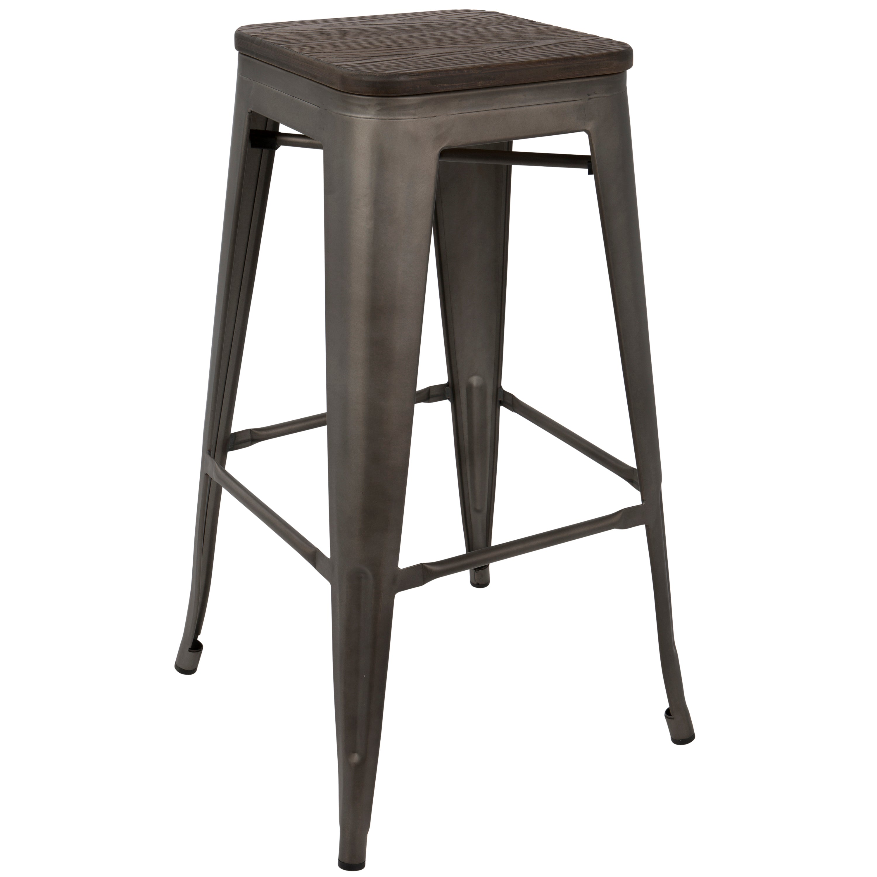 Oregon Industrial Stackable Barstool in Antique and Espresso by LumiSource - Set of 2