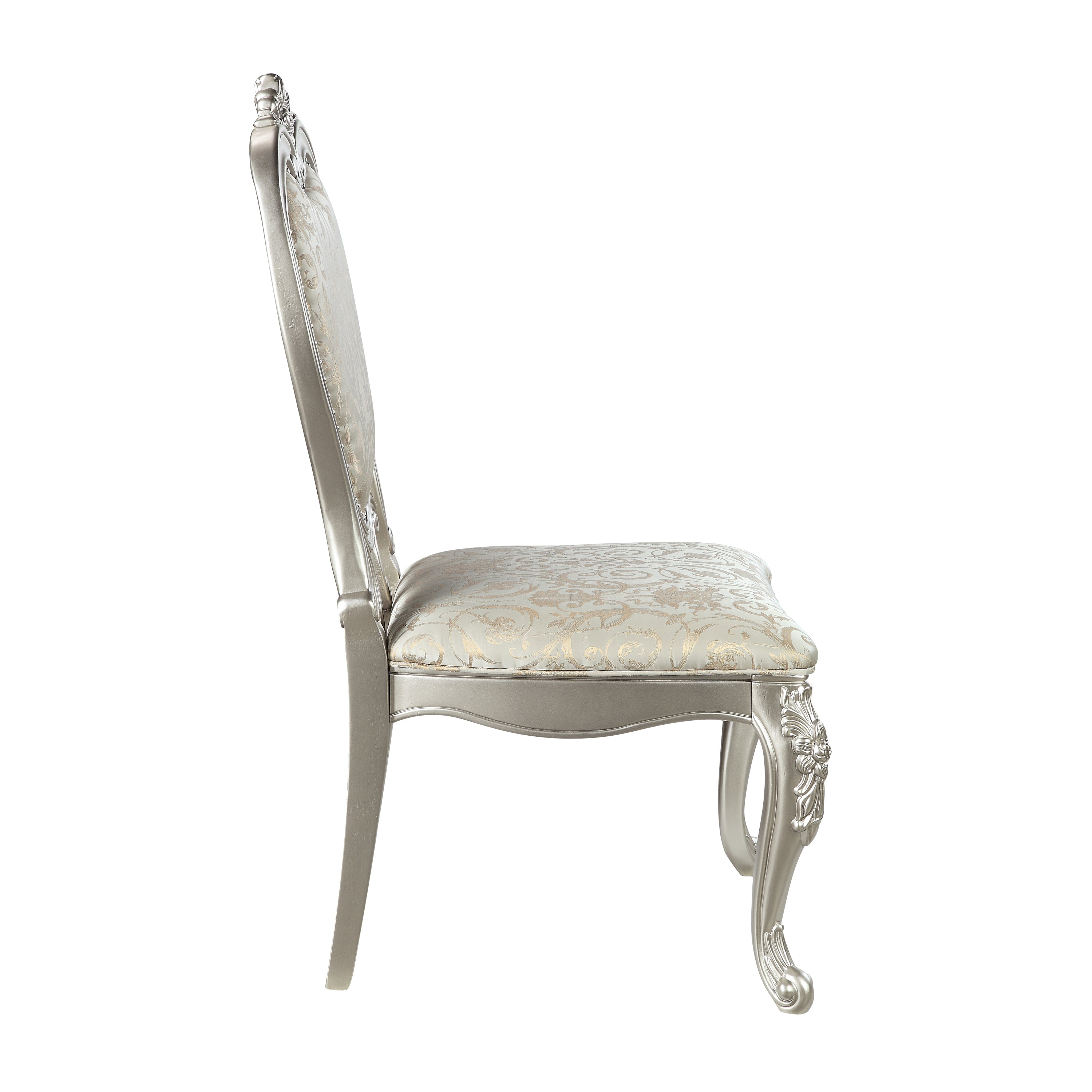 ACME Bently SIDE CHAIR (SET-2) Fabric & Champagne Finish DN01369