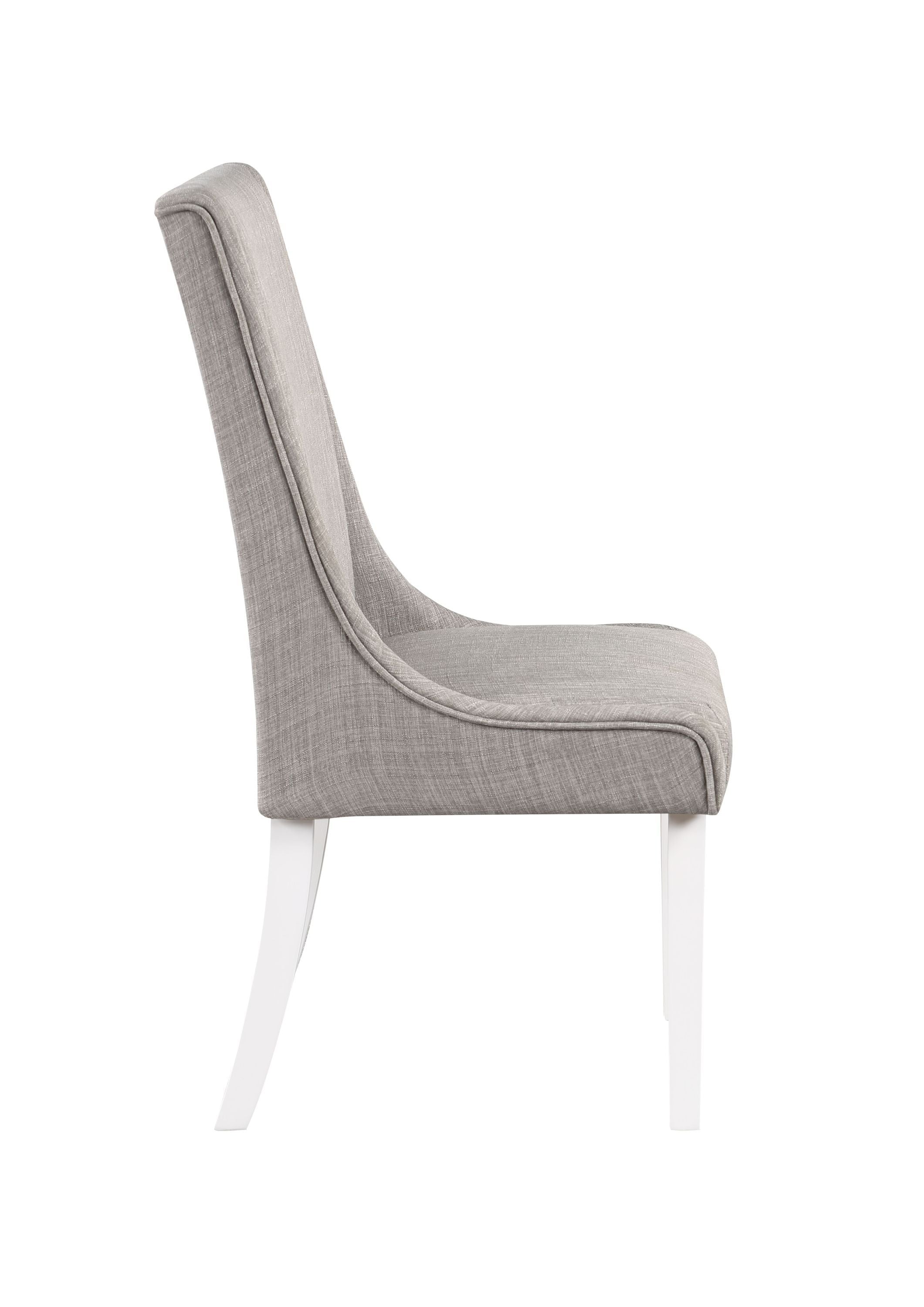 ACME Hollyn Side Chair (Set-2), Gray Linen & White Finish DN02161