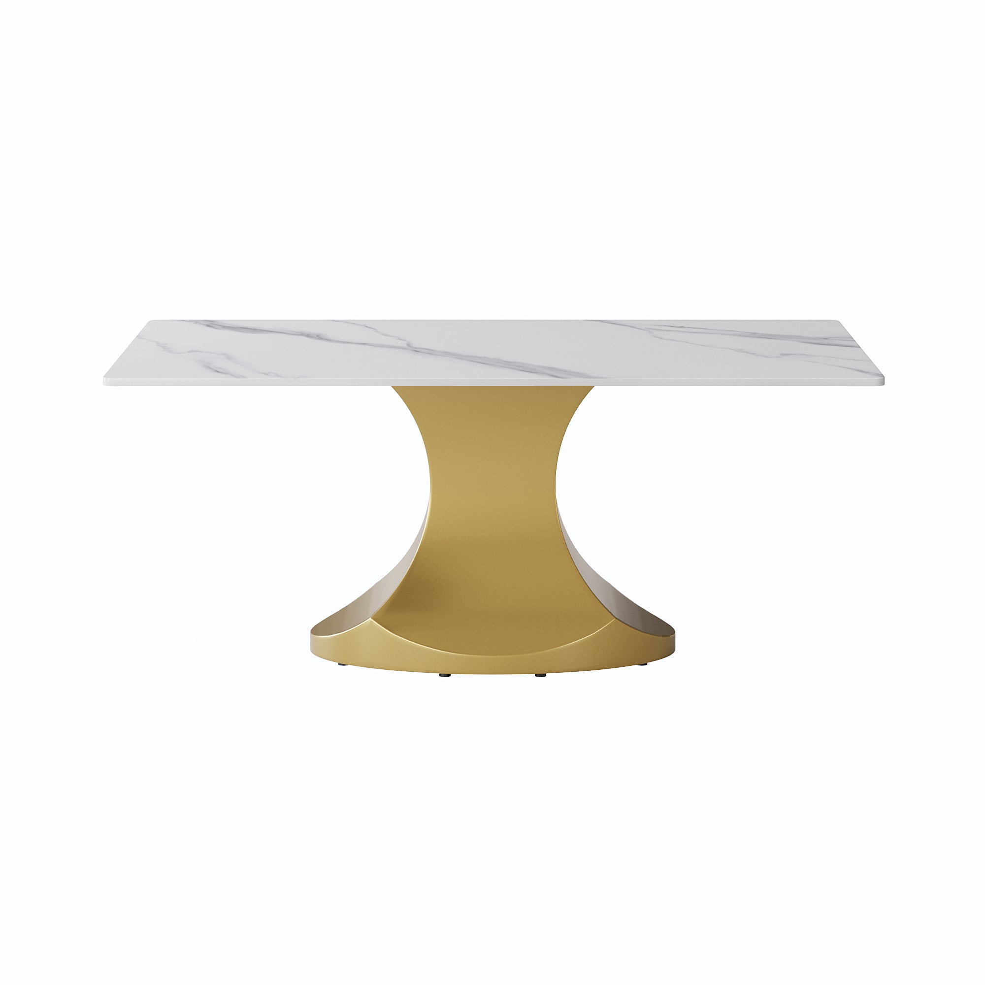 70.84 "modern artificial stone white panel golden stainless steel curved legs-can accommodate 6-8 people