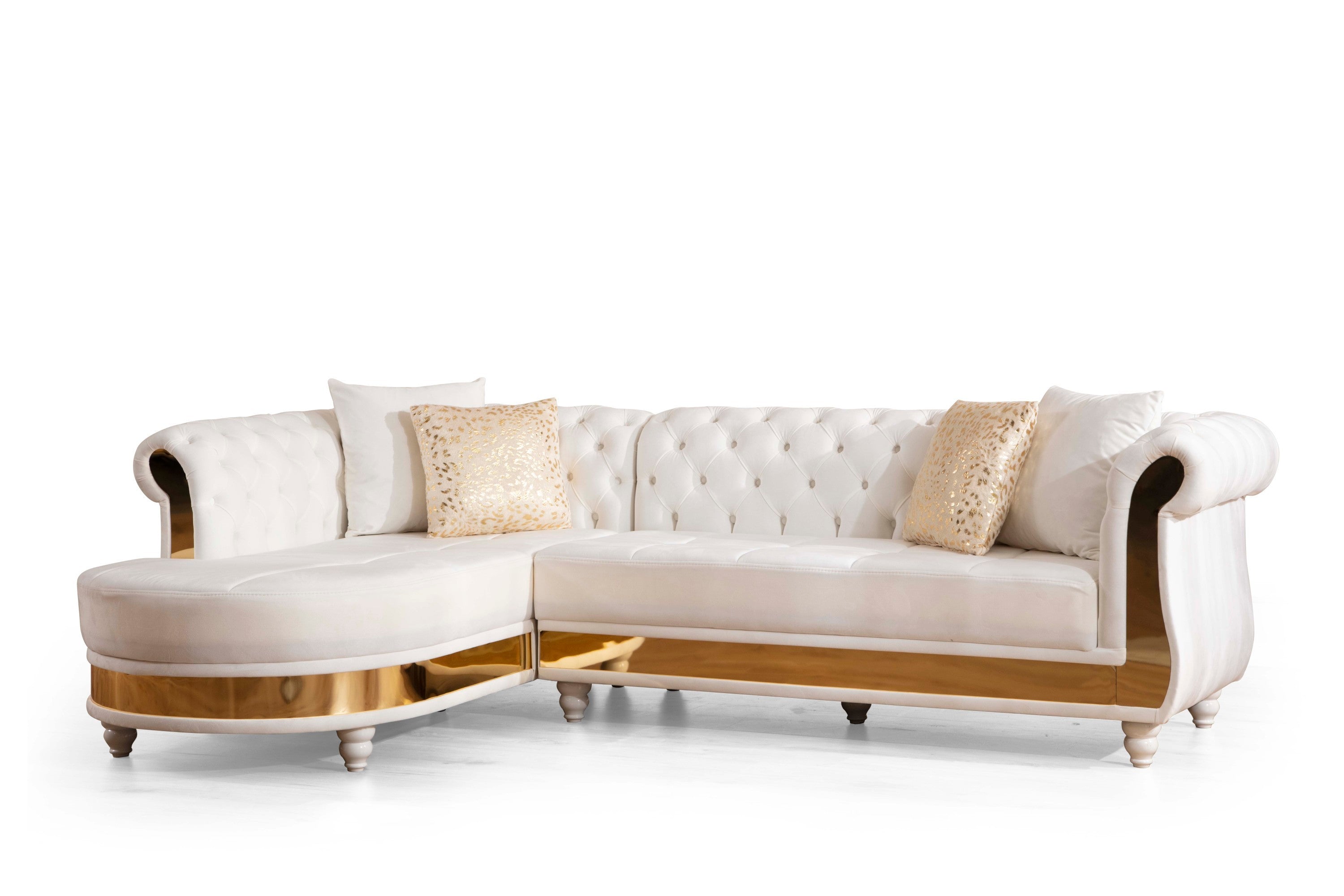 Julia Sectional Made with Velvet Fabric in Beige