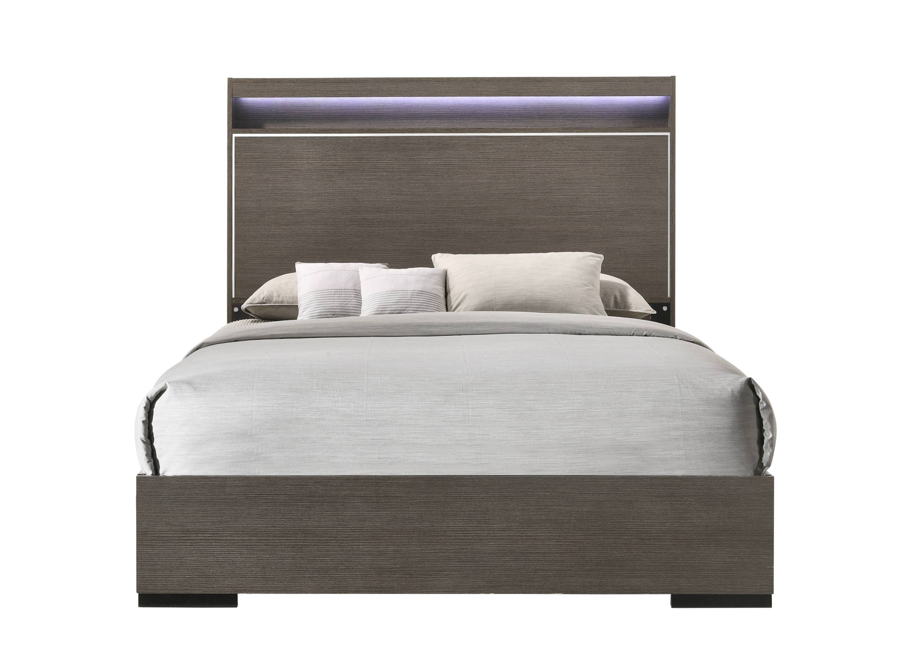 ACME Escher Eastern King Bed, LED & Gray Oak 27647EK