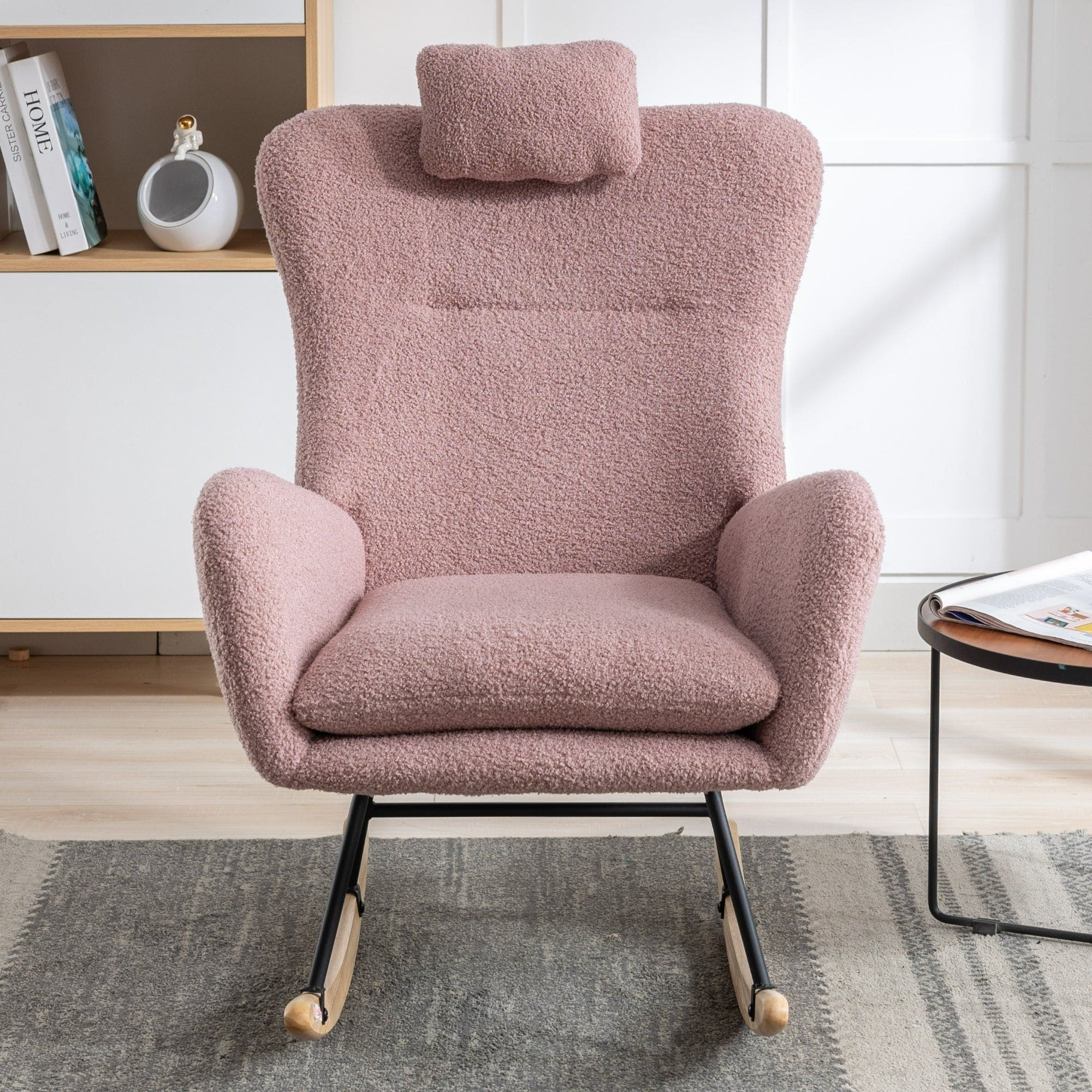 35.5 inch Rocking Chair with Pocket, (pink)