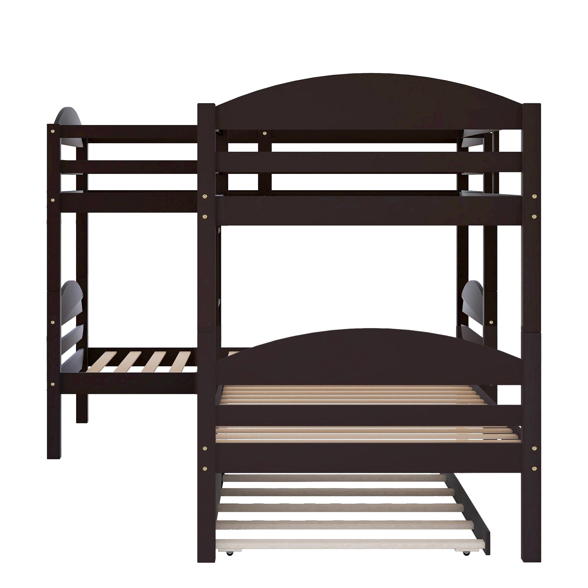 Twin L-Shaped Bunk bed with Trundle-Espresso（OLD SKU:LP000024AAP)