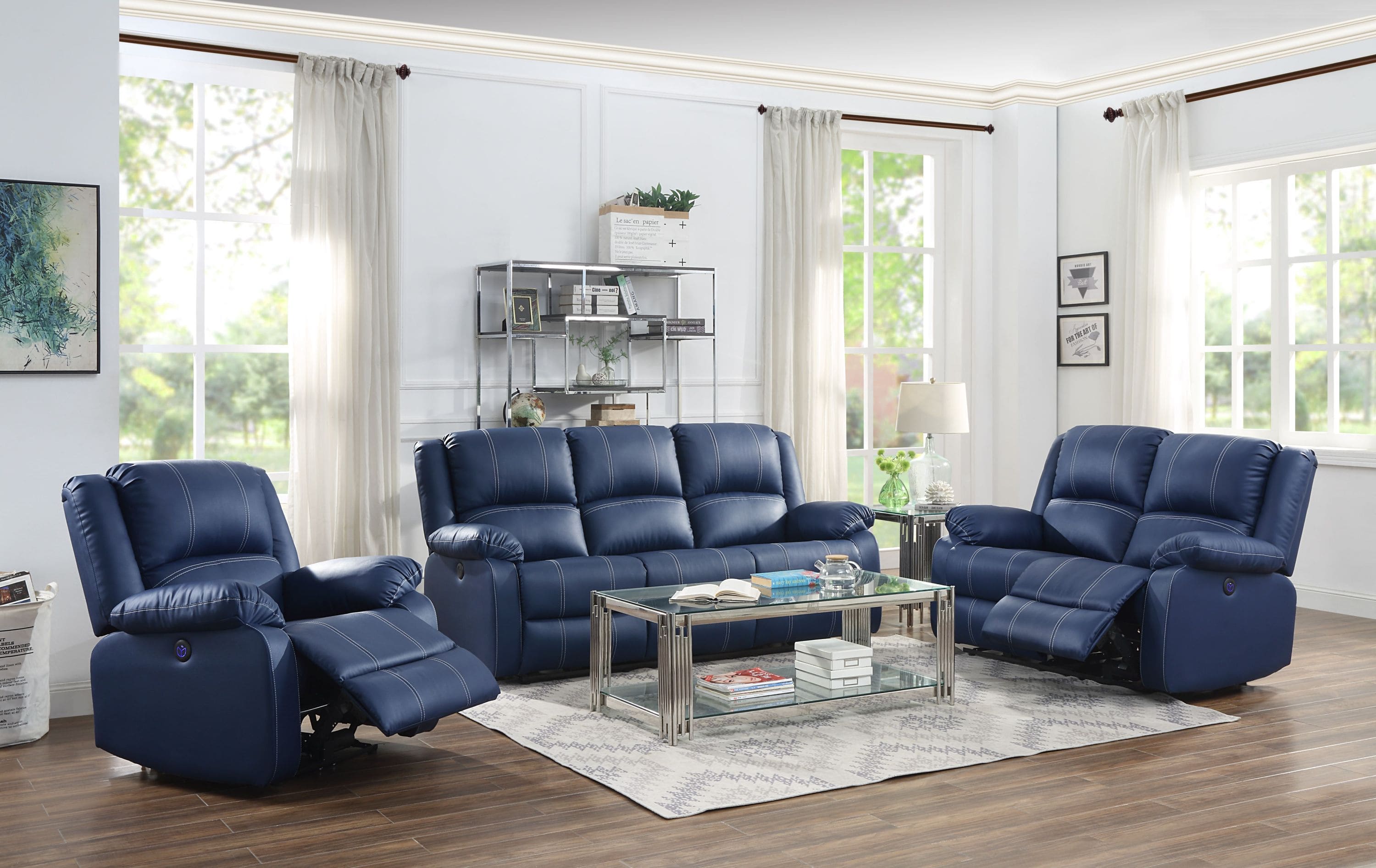 ACME Zuriel Power Motion Sofa, Blue PU 54615