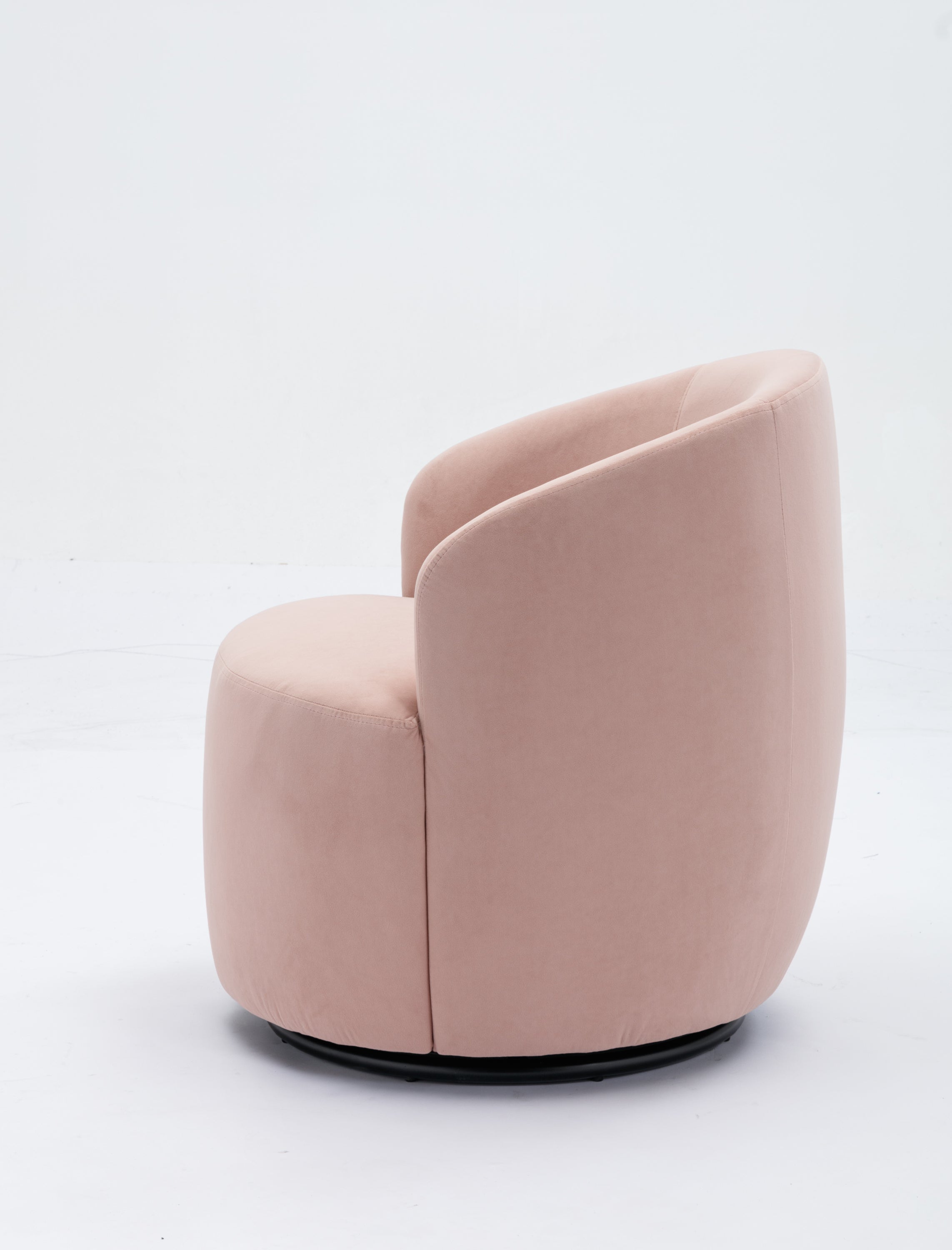 Velvet Fabric Swivel Accent Armchair Barrel Chair With Black Powder Coating Metal Ring,Pink