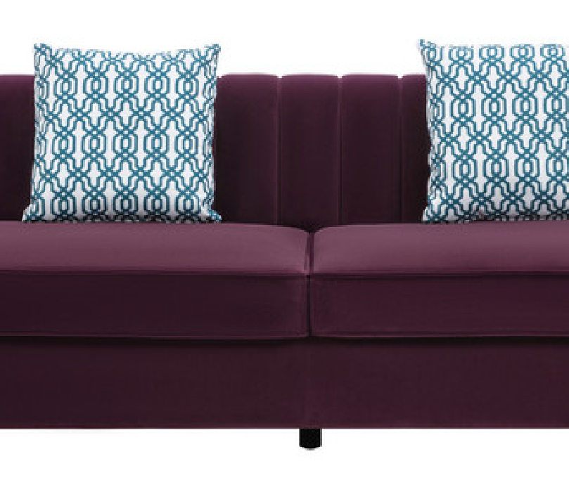 Maddie Purple Velvet 5-Seater Sectional Sofa with Storage Ottoman