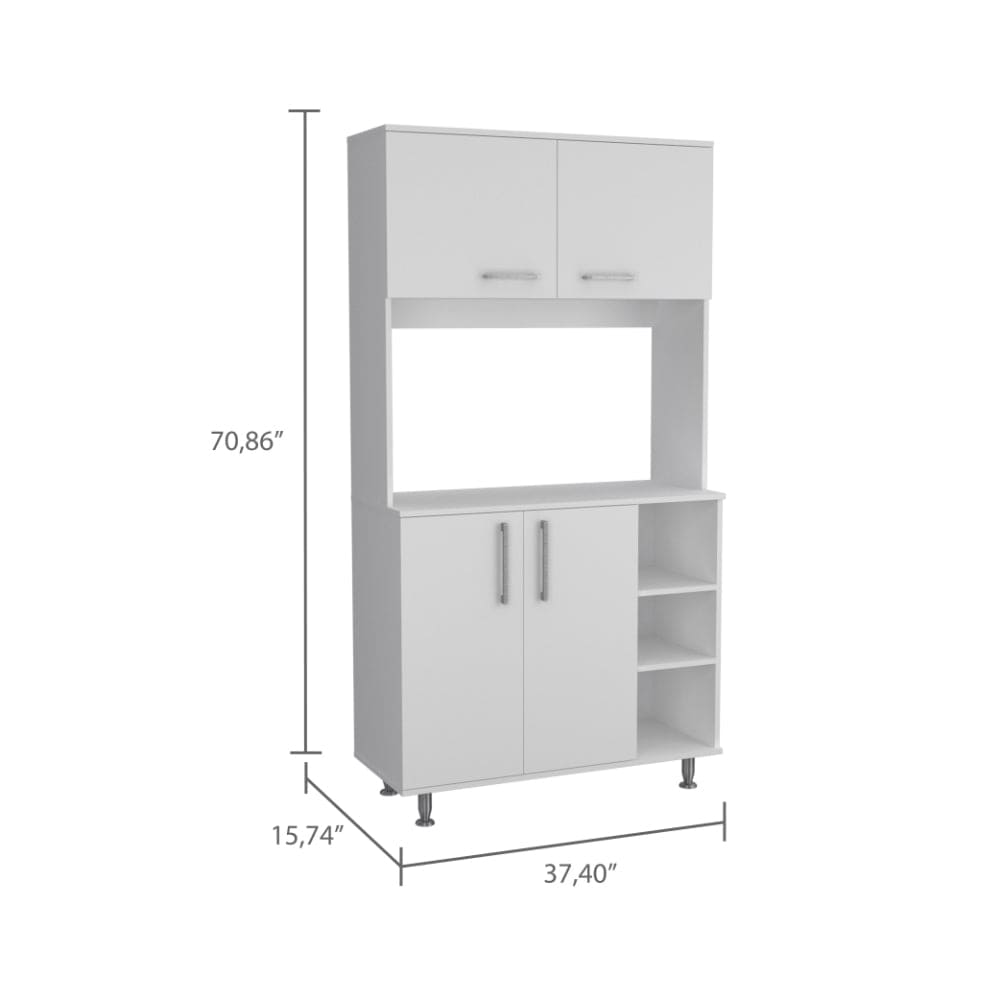 Ralston 2-Piece Kitchen Set, Kitchen Island and Pantry Cabinet, White and Onyx