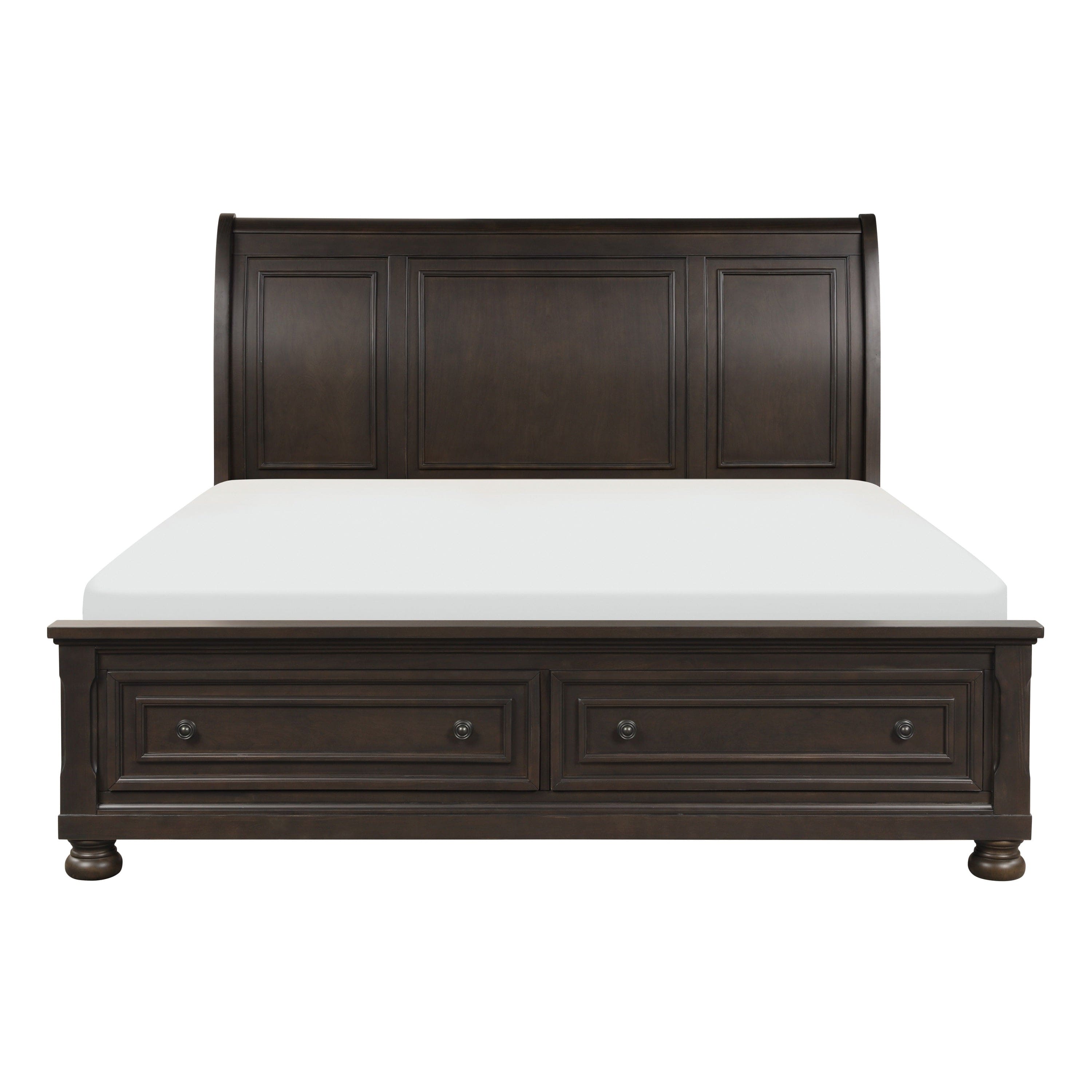 1pc Queen Size Platform Bed with Footboard Storage Drawers Traditional Design Bedroom Furniture