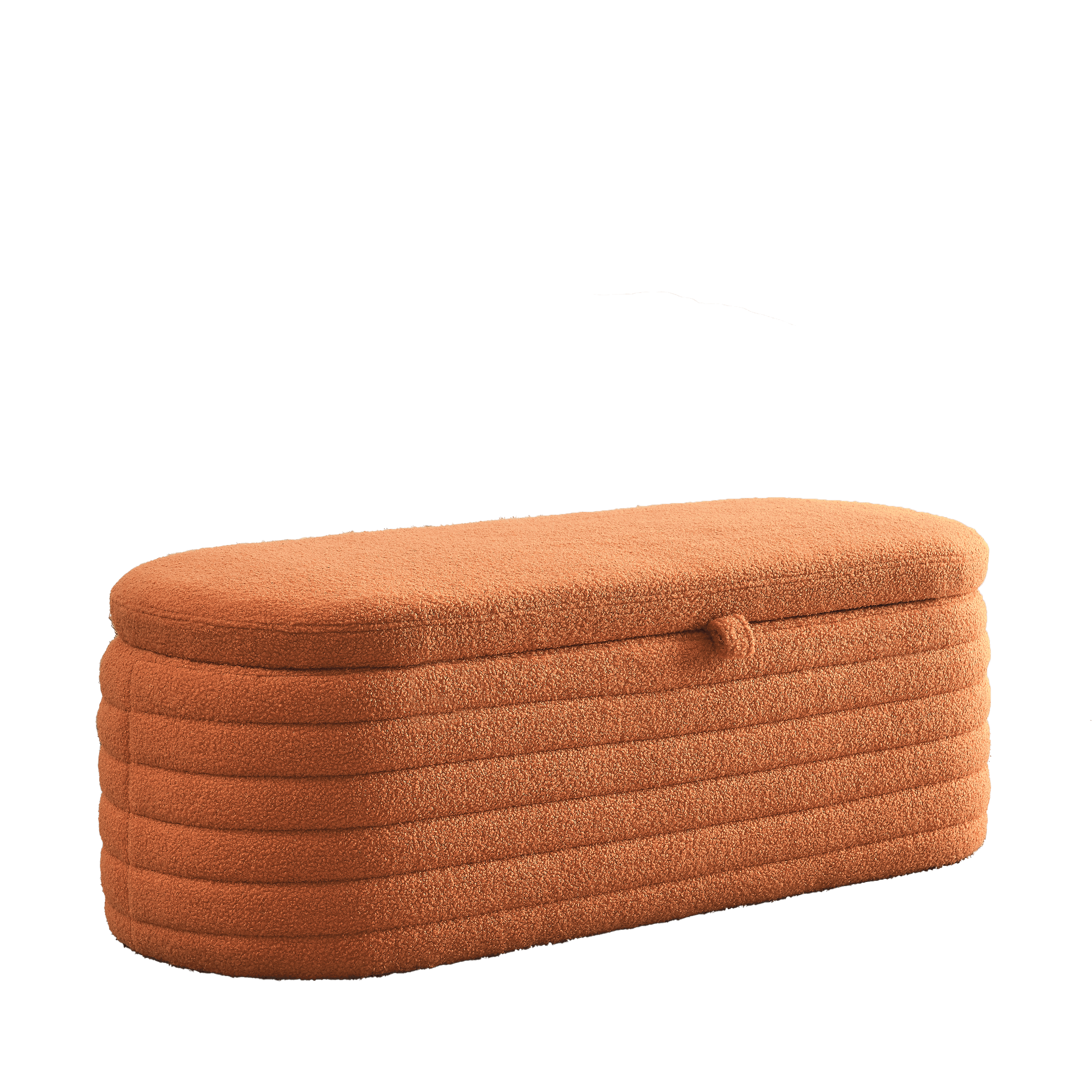 [Video] Welike Length 45.5 inchesStorage Ottoman Bench Upholstered Fabric Storage Bench End of Bed Stool with Safety Hinge for Bedroom, Living Room, Entryway, orange teddy.