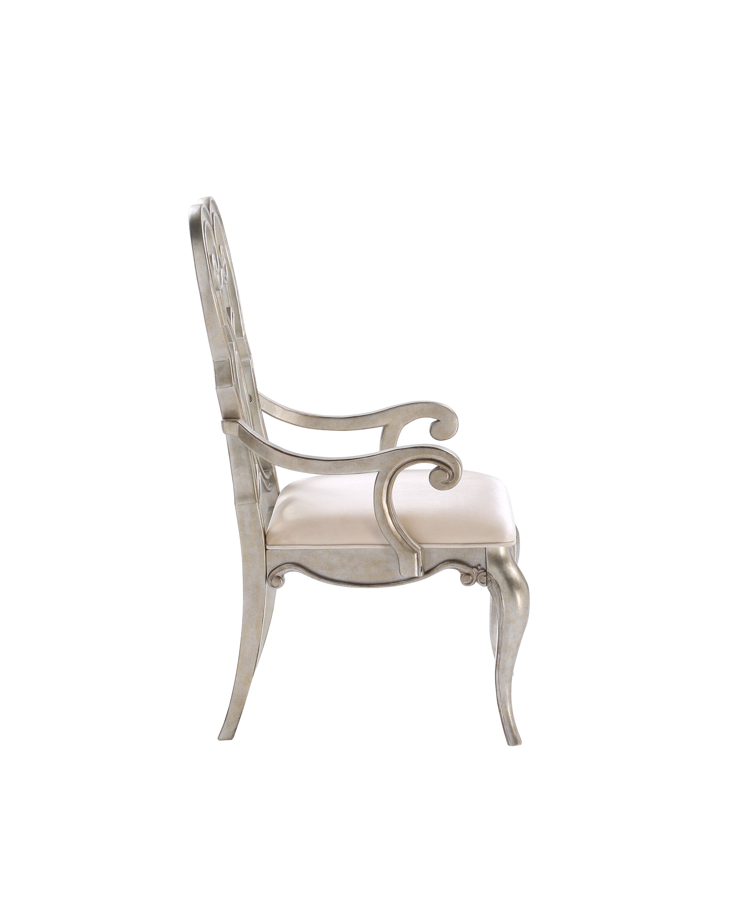 ACME Esteban Arm Chair (Set-2) in Ivory Velvet & Antique Champagne Finish 62203