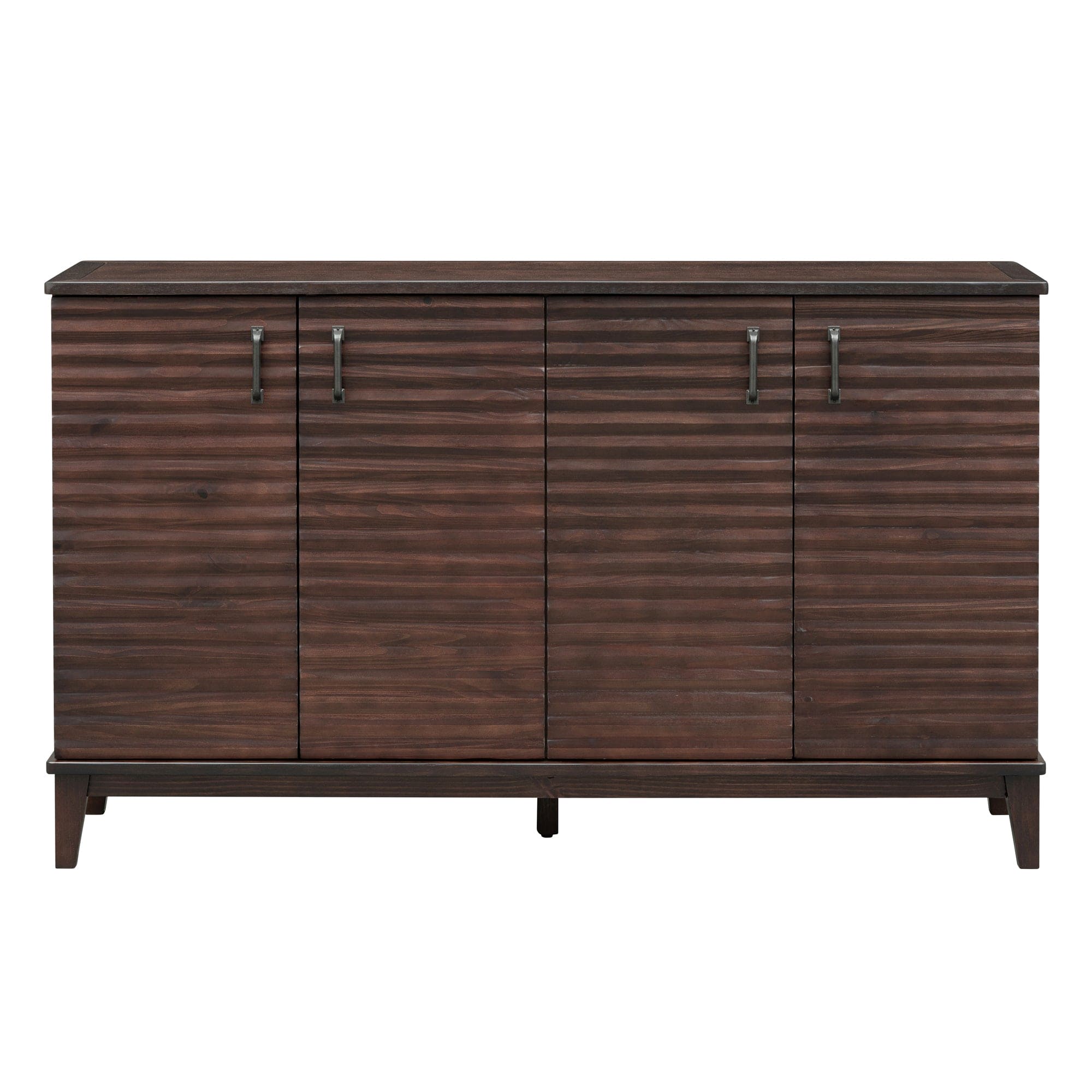 TREXM Sideboard with 4 Door Large Storage Buffet with Adjustable Shelves and Metal Handles for Kitchen, Living Room, Dining Room (Espresso)