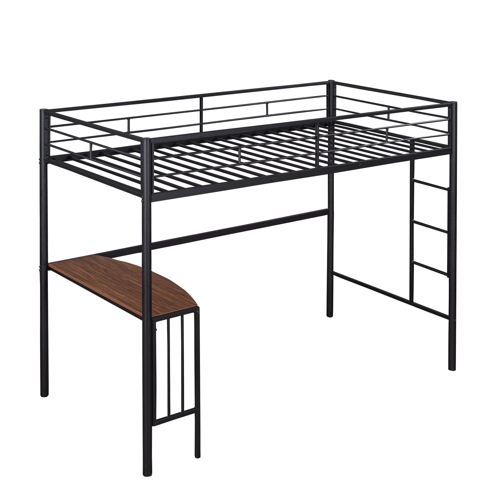 Twin Metal Bunk Bed with Desk, Ladder and Guardrails, Loft Bed for Bedroom, Black(OLD SKU : MF195191AAB)