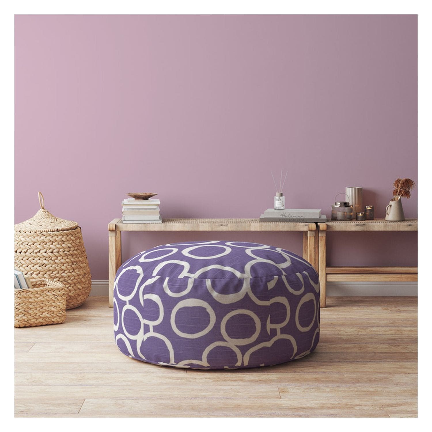 Indoor BUBBLE Med Purple Round Zipper Pouf - Cover Only - 24in dia x 20in tall