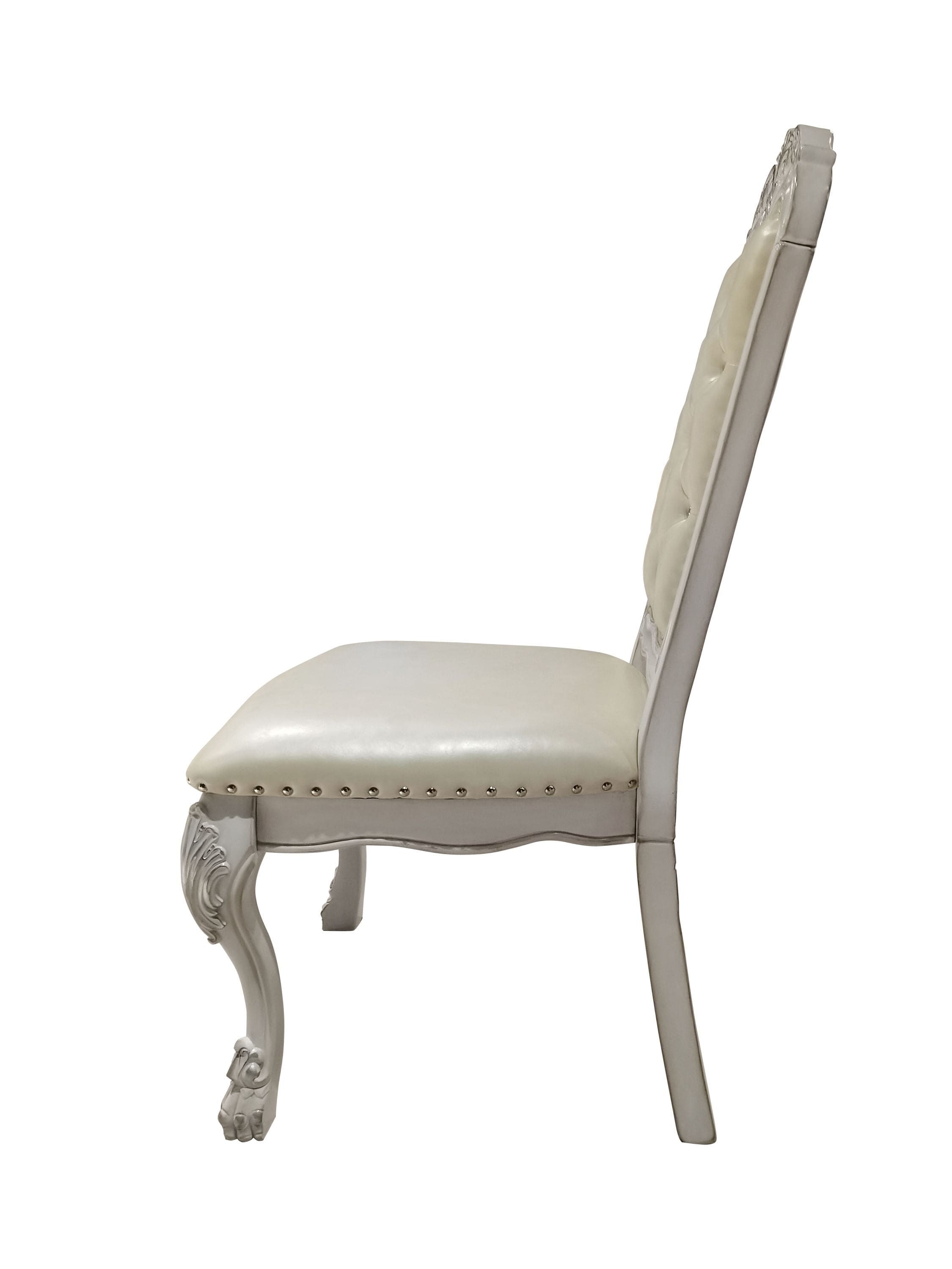 ACME Dresden  Side Chair (Set-2) in Fabric & Bone White Finish DN01701