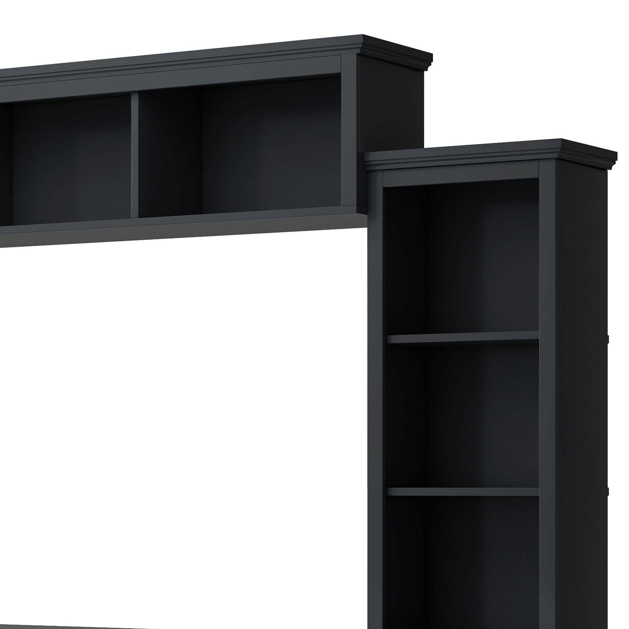 ON-TREND Minimalism Style Entertainment Wall Unit with Bridge, Modern TV Console Table for TVs Up to 70", Multifunctional TV Stand with Tempered Glass Door, Black (Old SKU: SD000009AAB)