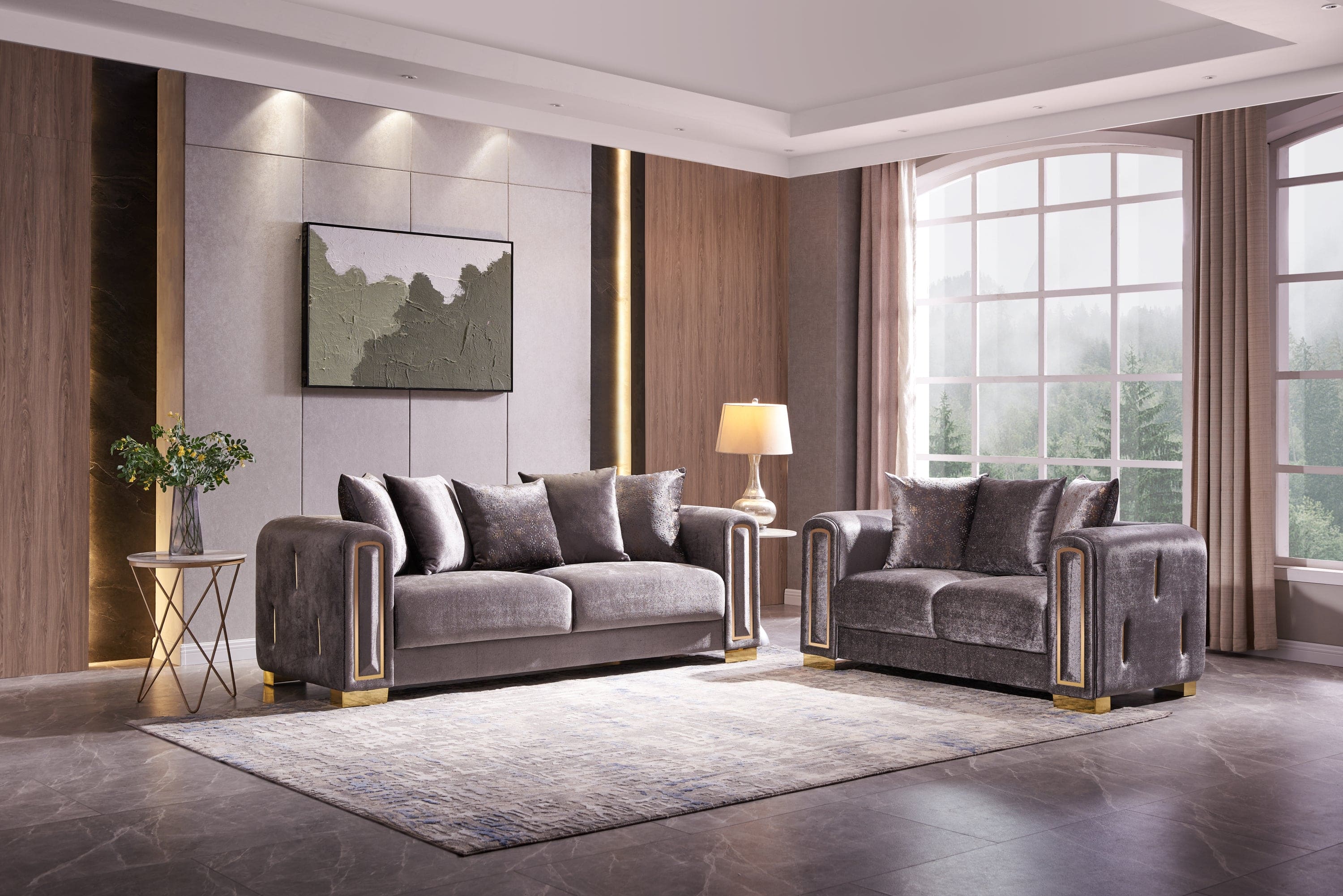 Impreza Modern Style Loveseat in Silver