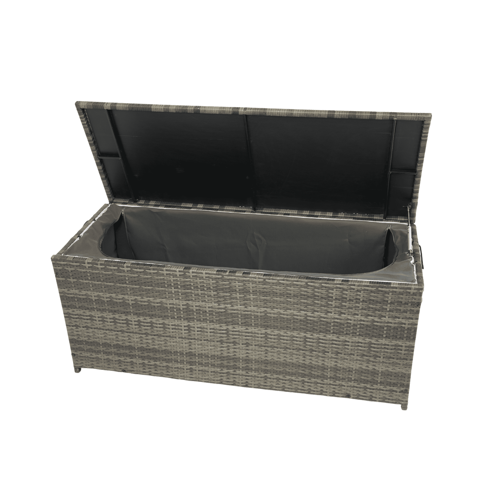 Outdoor Storage Box, 113 Gallon Wicker Patio Deck Boxes with Lid, Outdoor Cushion Storage for Kids Toys, Pillows, Towel Grey Wicker