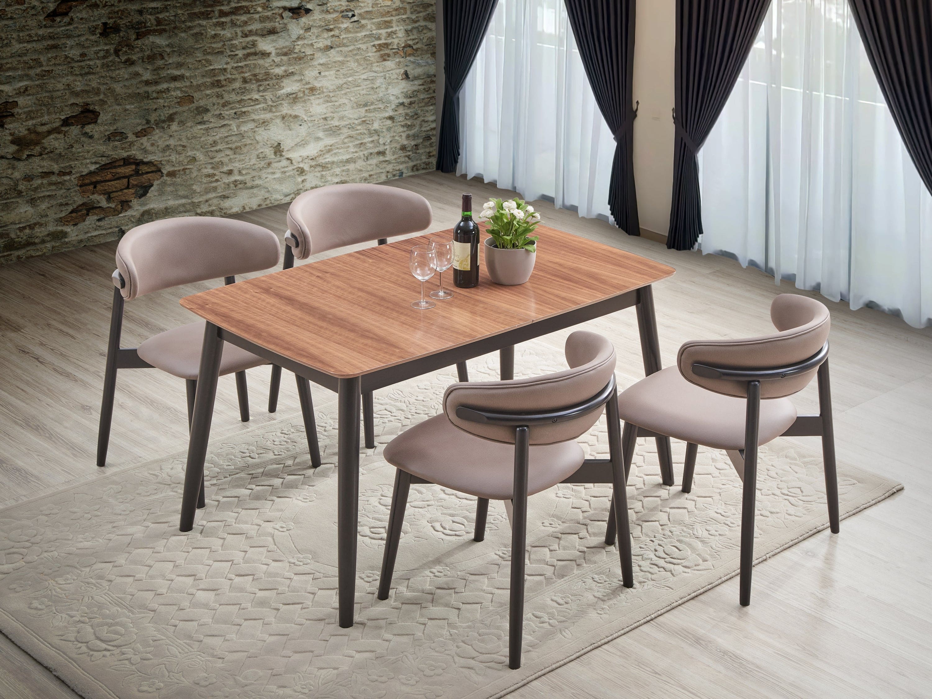 ACME Lanae Dining Table, Natural & Black Finish DN02364