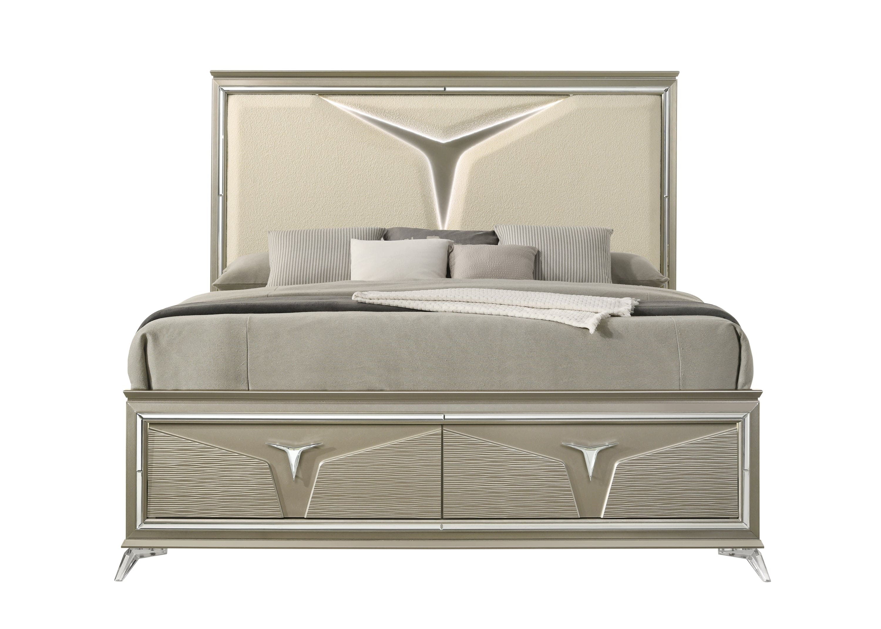 Samantha Modern Style King Bed Made with Wood & LED Headboard