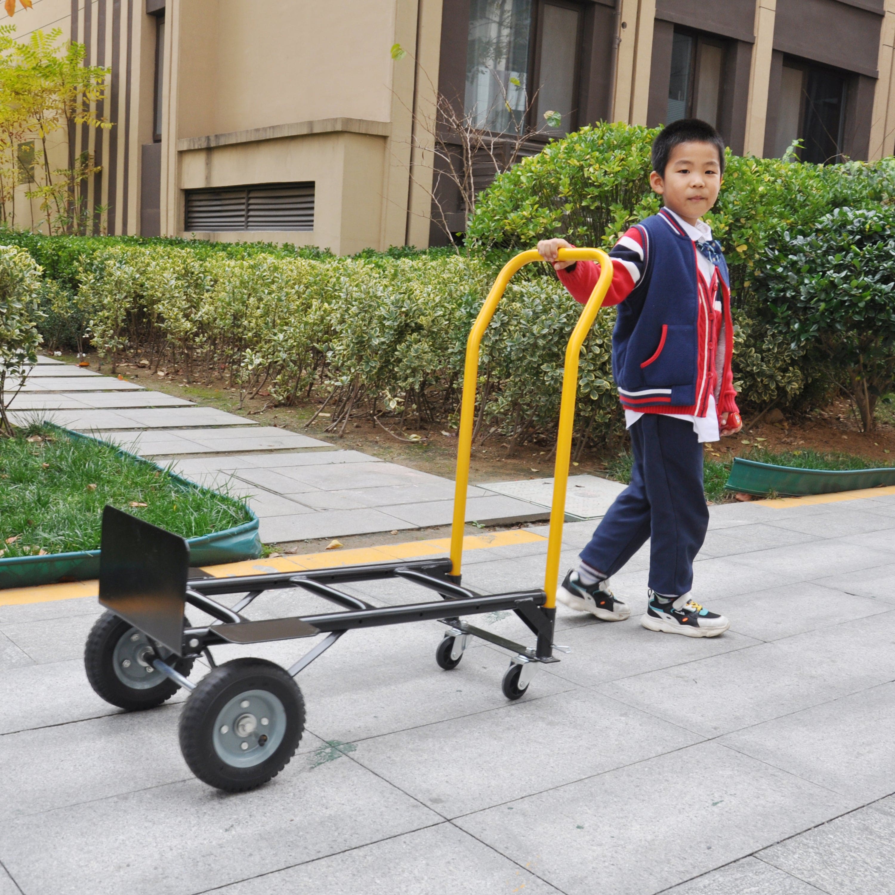 Hand Truck Dual Purpose 2 Wheel Dolly Cart and 4 Wheel Push Cart with Swivel Wheels 330 Lbs Capacity Heavy Duty Platform Cart for Moving/Warehouse/Garden/Grocery