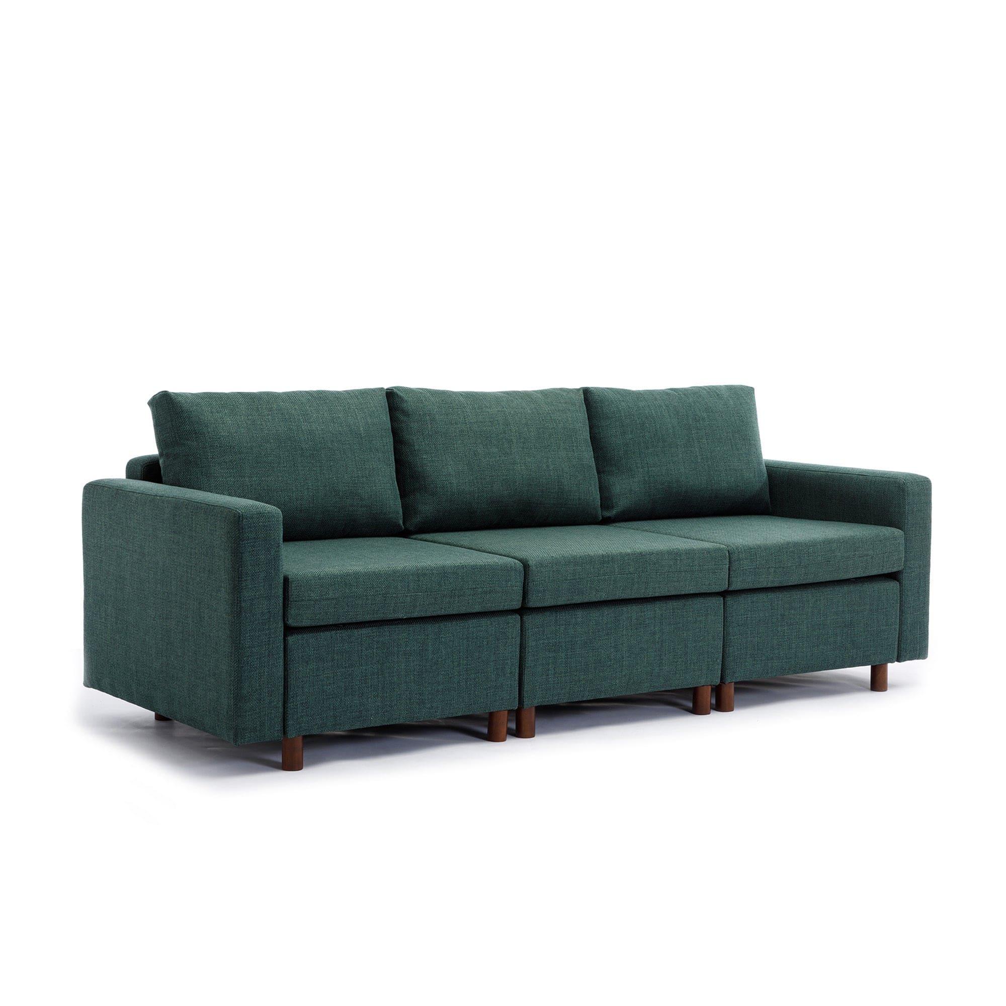 3 Seat Module Sectional Sofa Couch With 2 Ottoman for living room,Seat Cushion and Back Cushion Non-Removable and Non-Washable,Green