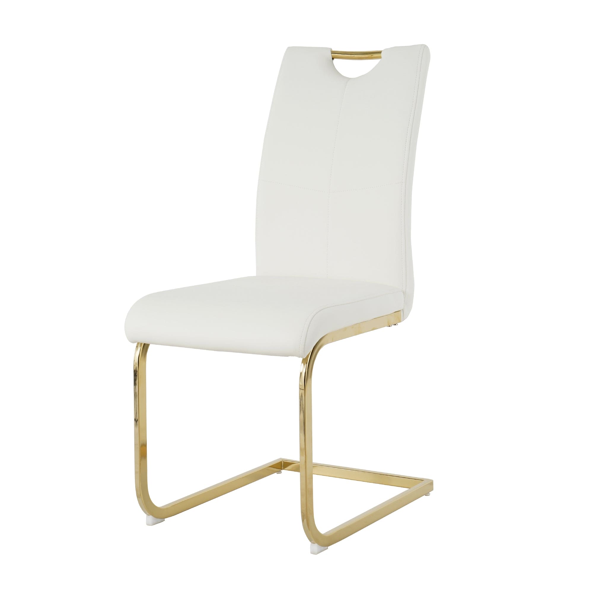 Modern Dining Chairs with Faux Leather Padded Seat Dining Living Room Chairs Upholstered Chair with gold Metal Legs Design for Kitchen, Living, Bedroom, Dining Room Side Chairs Set of 2