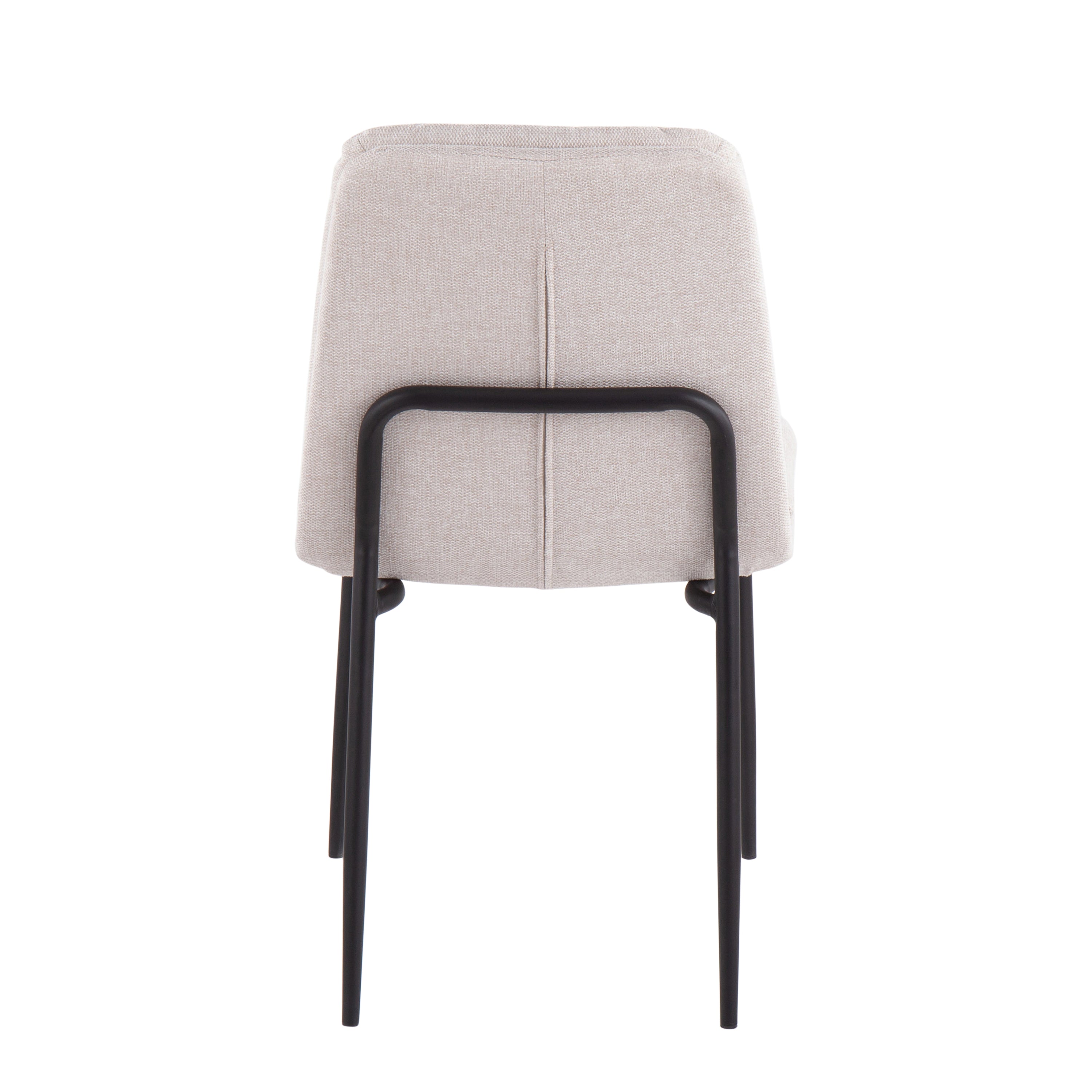 Smith Contemporary Dining Chair in Black Steel and Cream Fabric by LumiSource - Set of 2