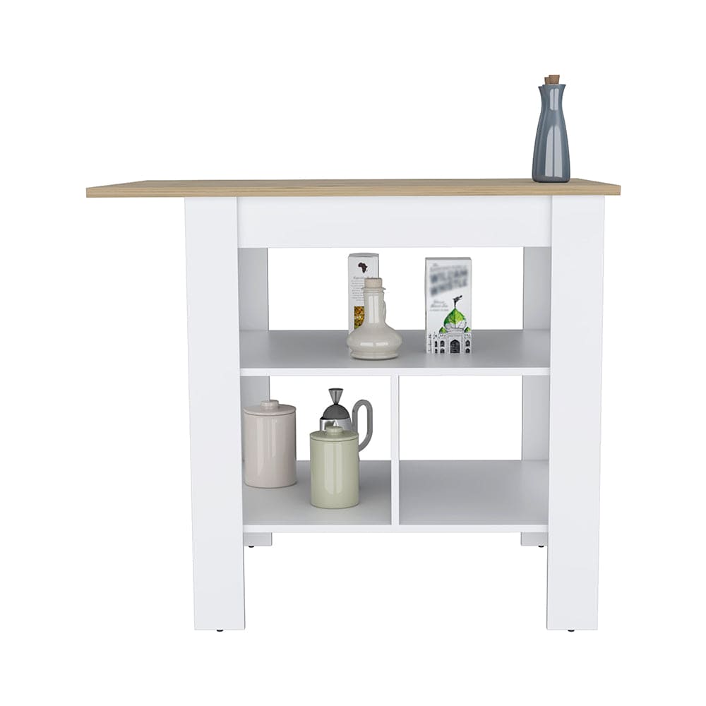 Kitchen Island Pompeya, Three Shelves, White Finish