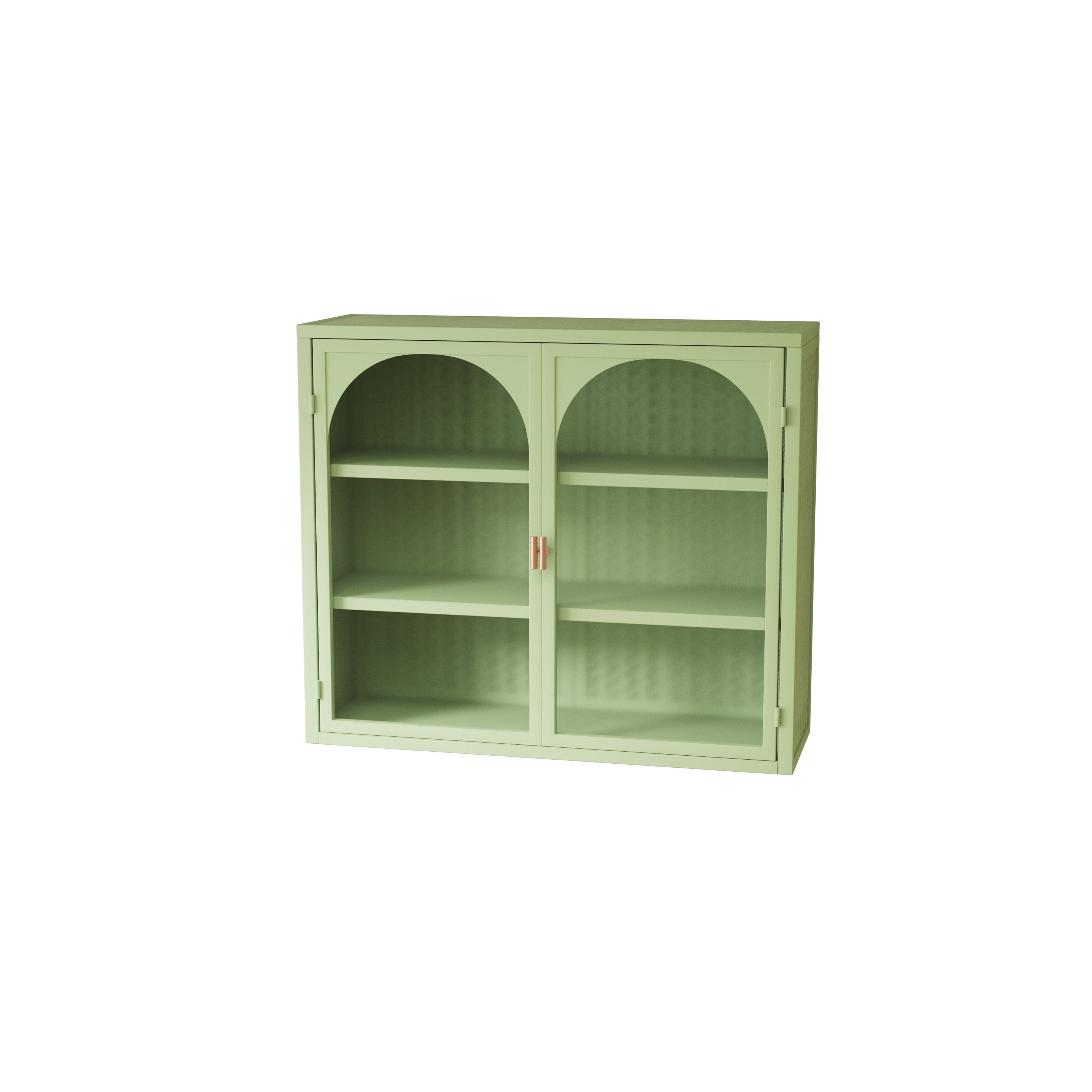 27.56"Glass Doors Modern Two-door Wall Cabinet with Featuring Three-tier Storage for Entryway Living Room Bathroom Dining Room,Wall Cabinet with Characteristic Woven Pattern,Green