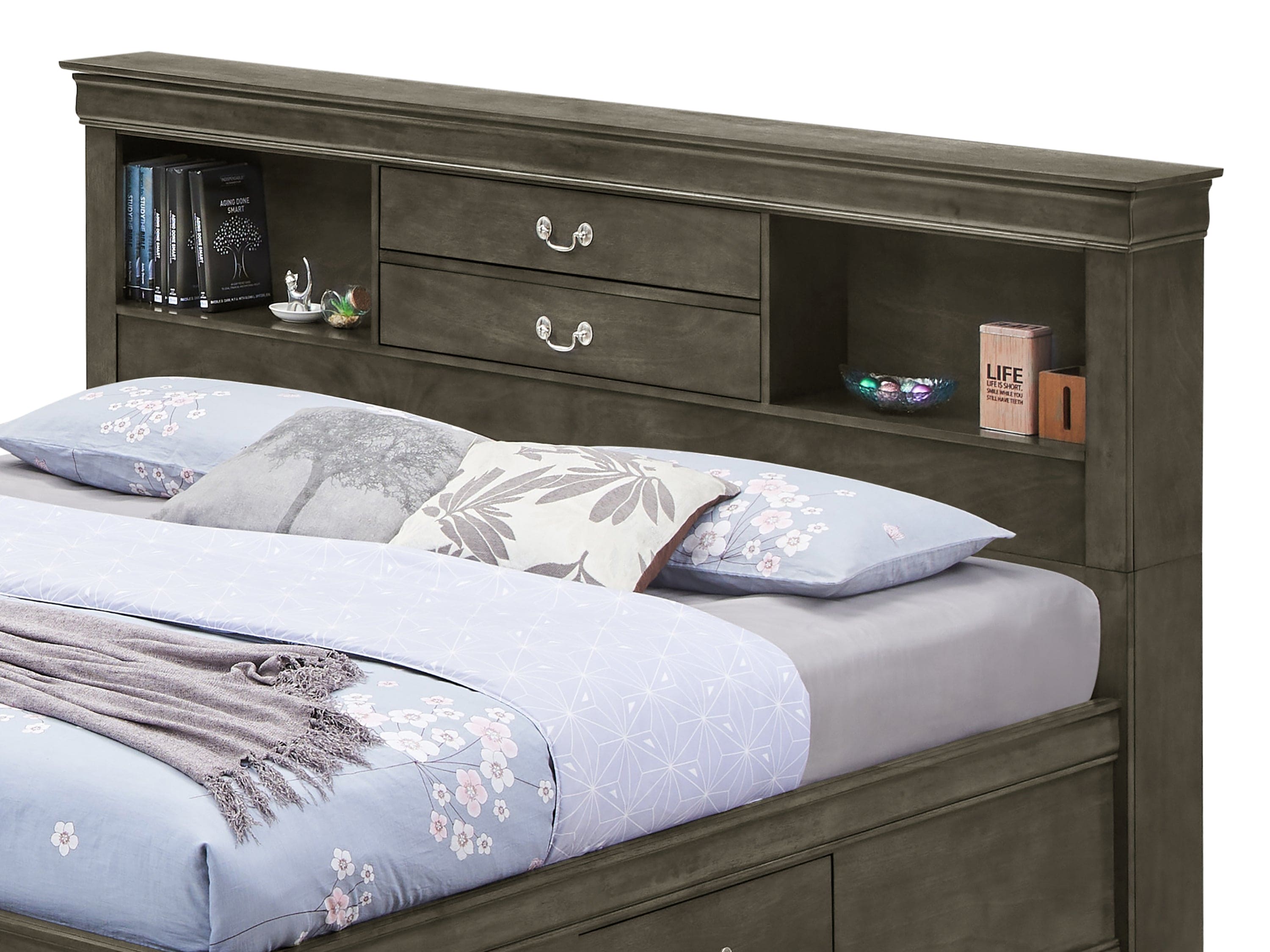 Glory Furniture Louis Phillipe G3105B-KSB King Storage Bed , Gray