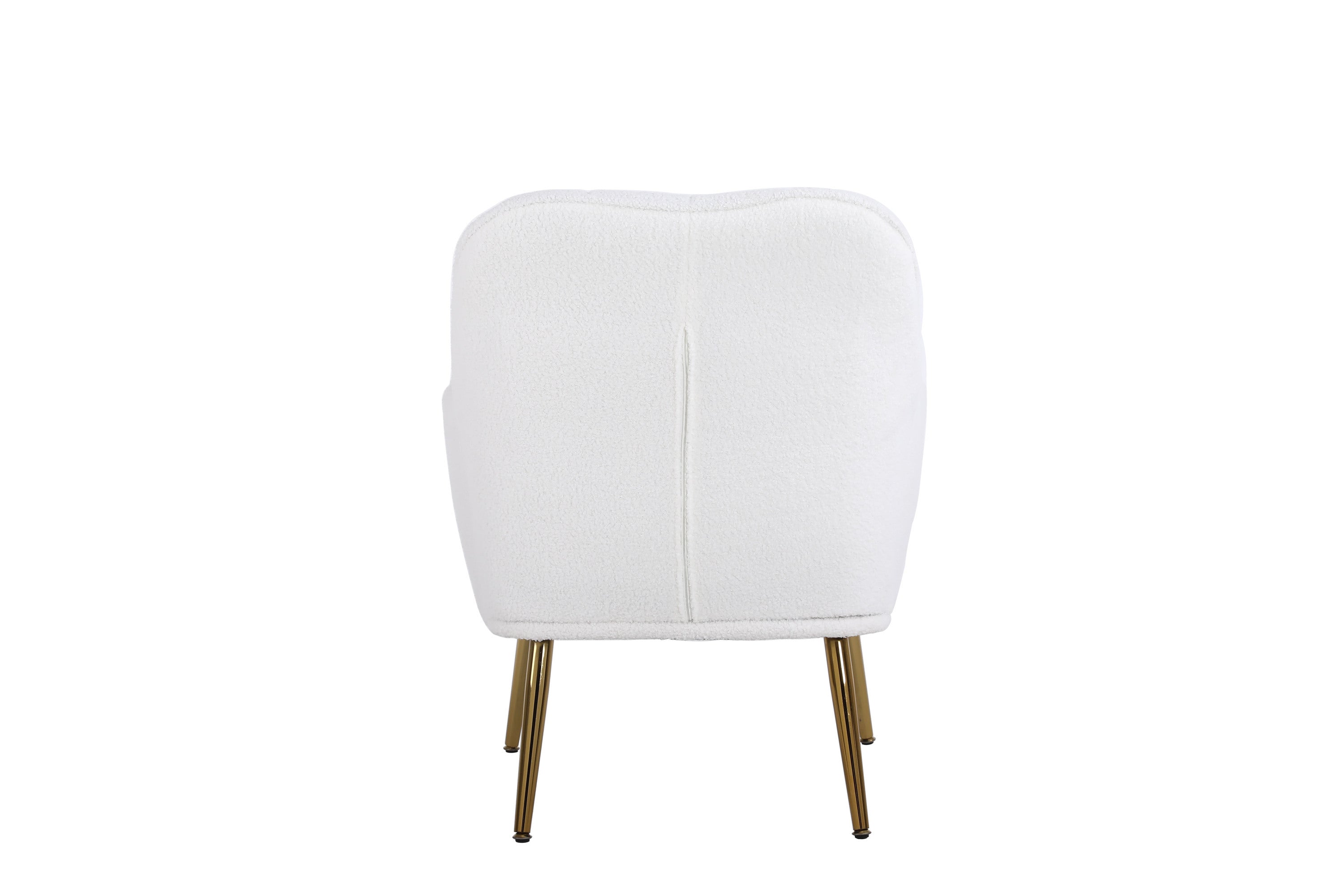 Modern Soft White Teddy fabric Ivory Ergonomics Accent Chair Living Room Chair Bedroom Chair Home Chair With Gold Legs And Adjustable Legs For Indoor Home