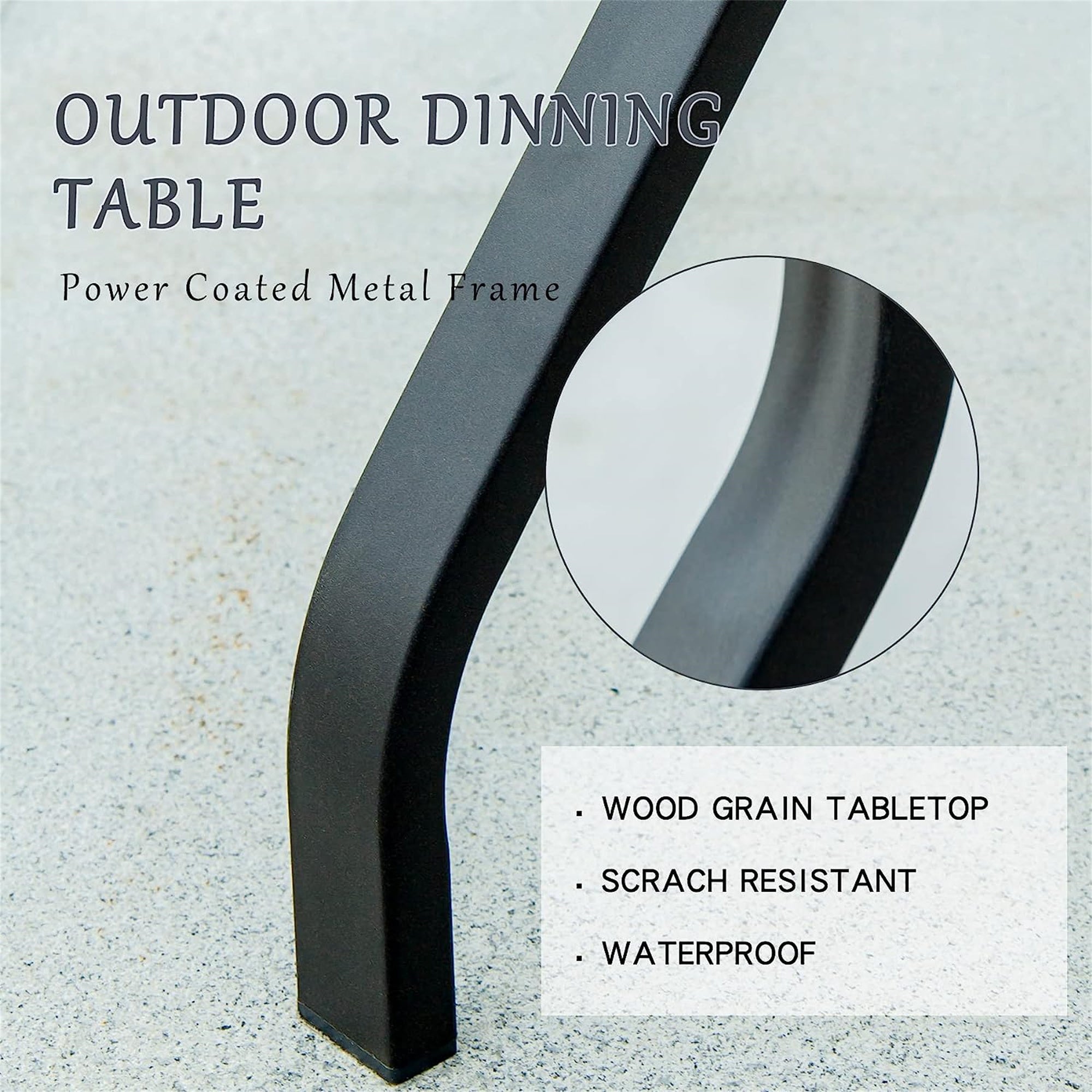 Outdoor Patio Dining Table Square Metal Table with Umbrella Hole and Wood-Look Tabletop for Porch,Garden,Backyard,Balcony(1 Table)