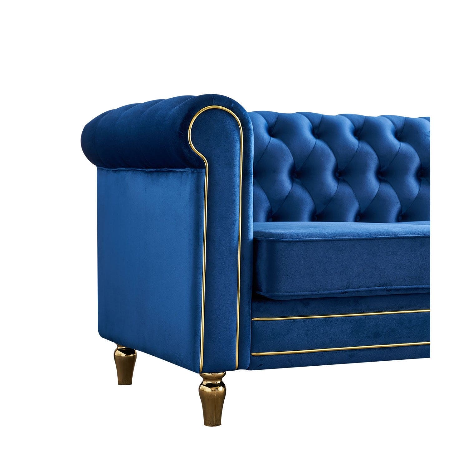 Chesterfield Velvet Sofa 84.65 inch for Living Room BLUE Color