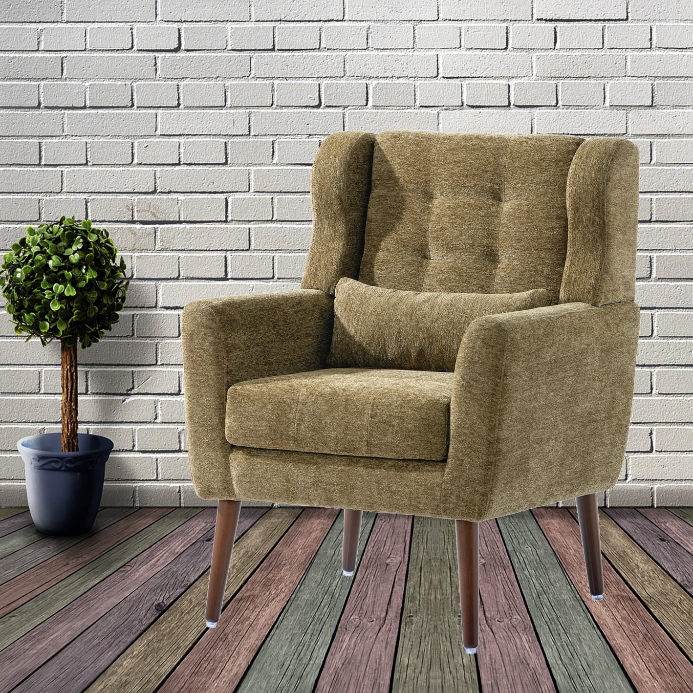 Modern Accent Chair Upholstered Foam Filled Living Room Chairs Comfy Reading Chair Mid Century Modern Chair with Chenille Fabric Lounge Arm Chairs Armchair for Living Room Bedroom