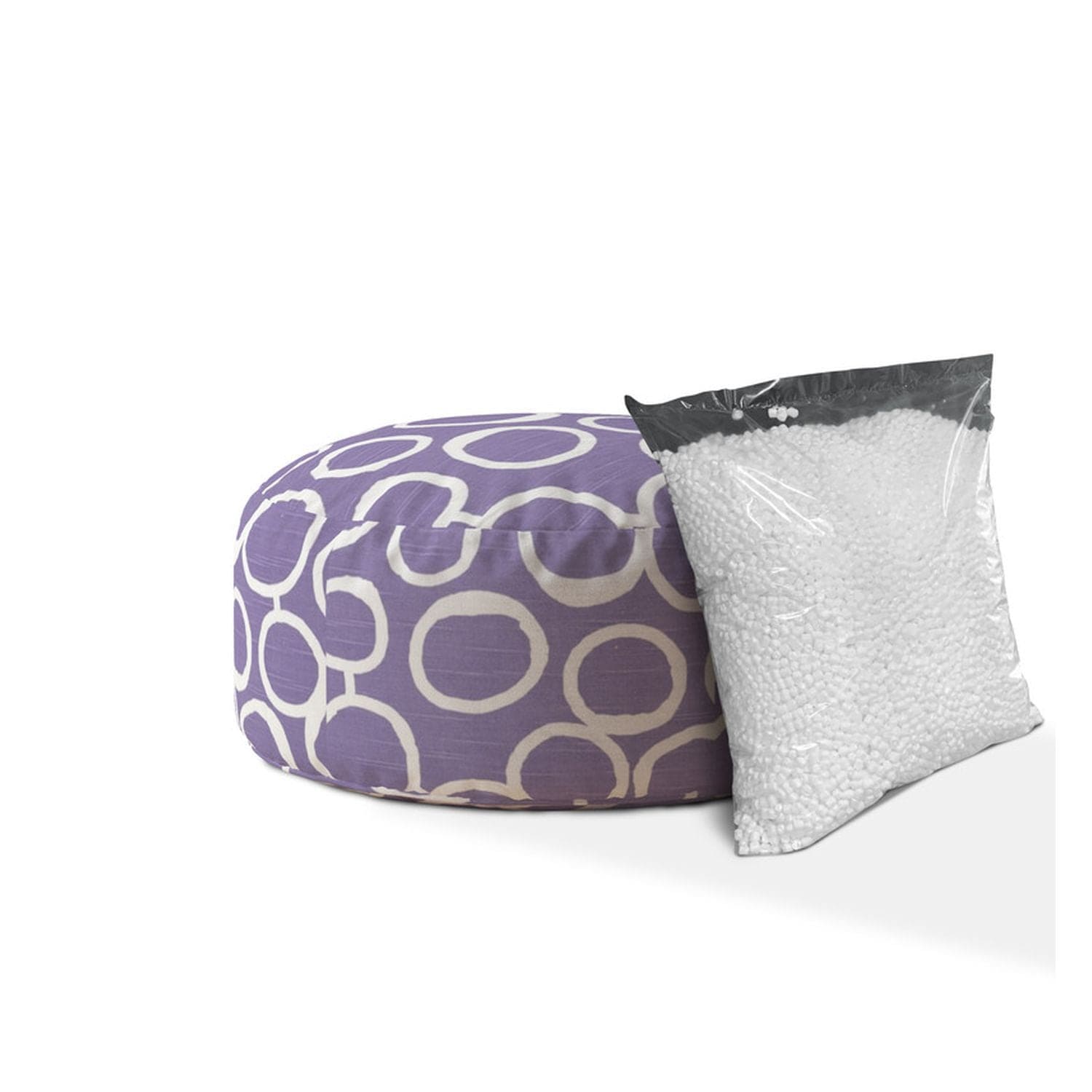 Indoor BUBBLE Med Purple Round Zipper Pouf - Cover Only - 24in dia x 20in tall