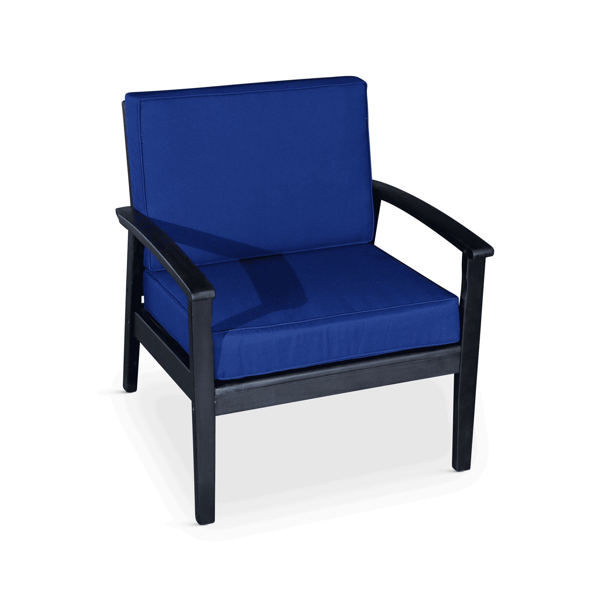 Deep Seat Eucalyptus Chair, Espresso Finish, Navy Cushions