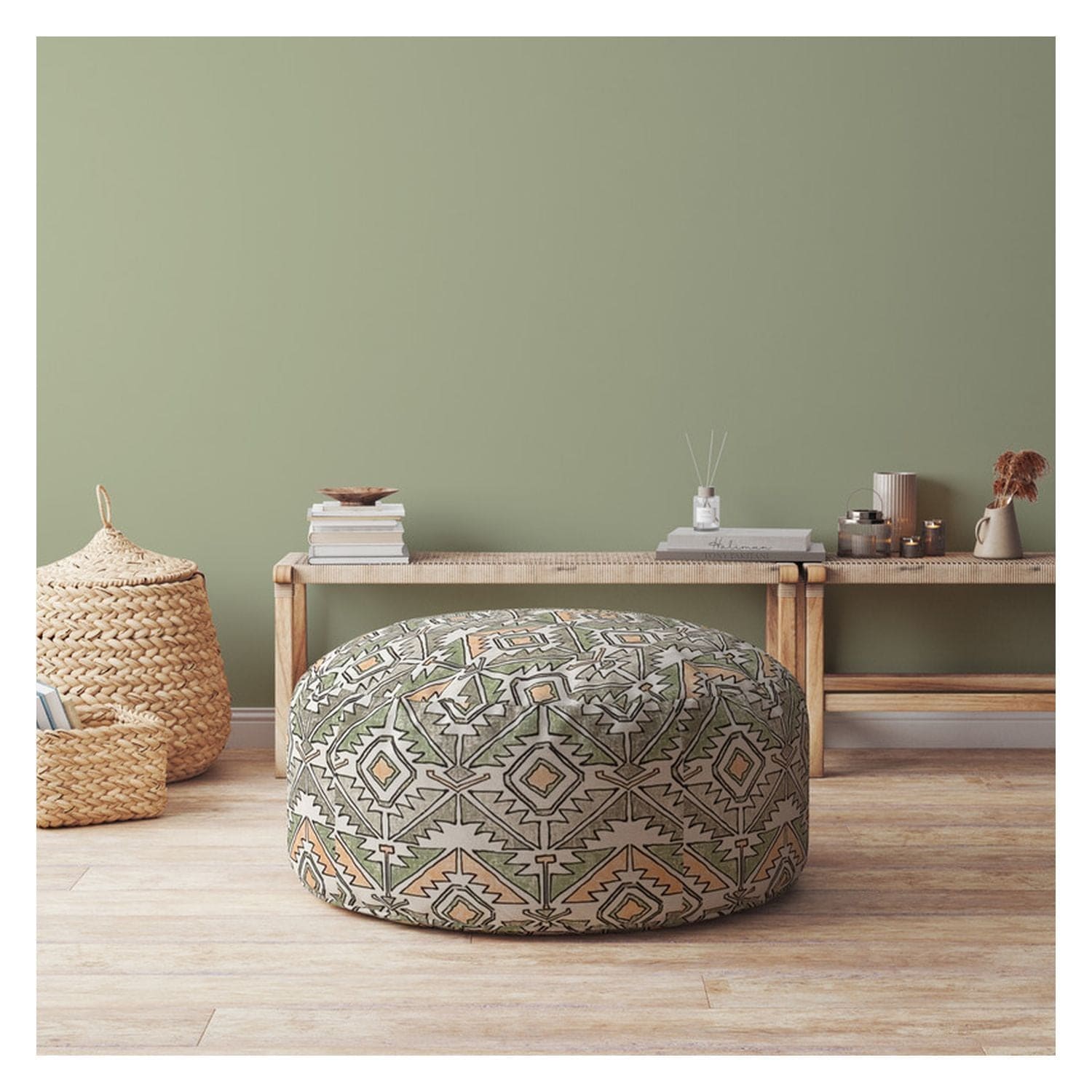 Indoor IZZY Mexico Peach Round Zipper Pouf - Cover Only - 24in dia x 20in tall